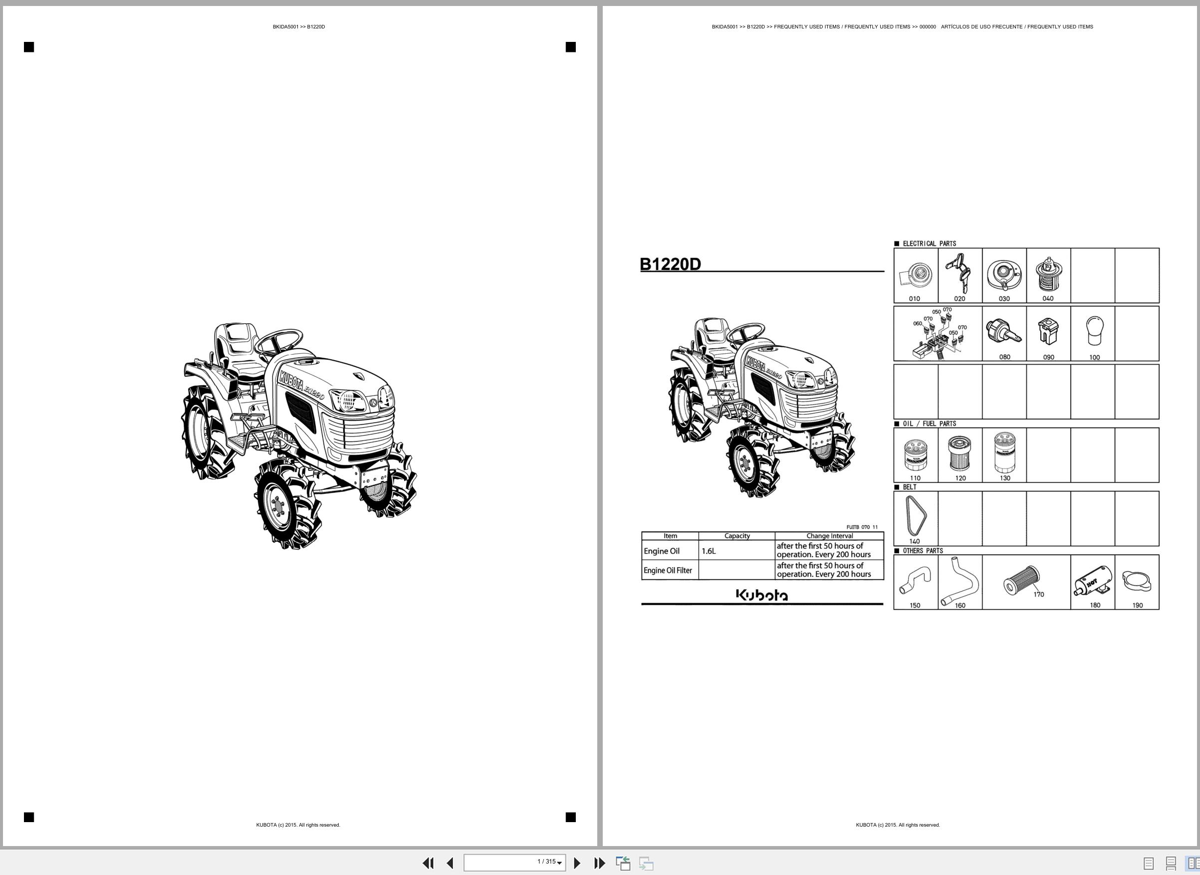 Kubota Tractor B1220D Spare Parts Catalog EN ES (1)