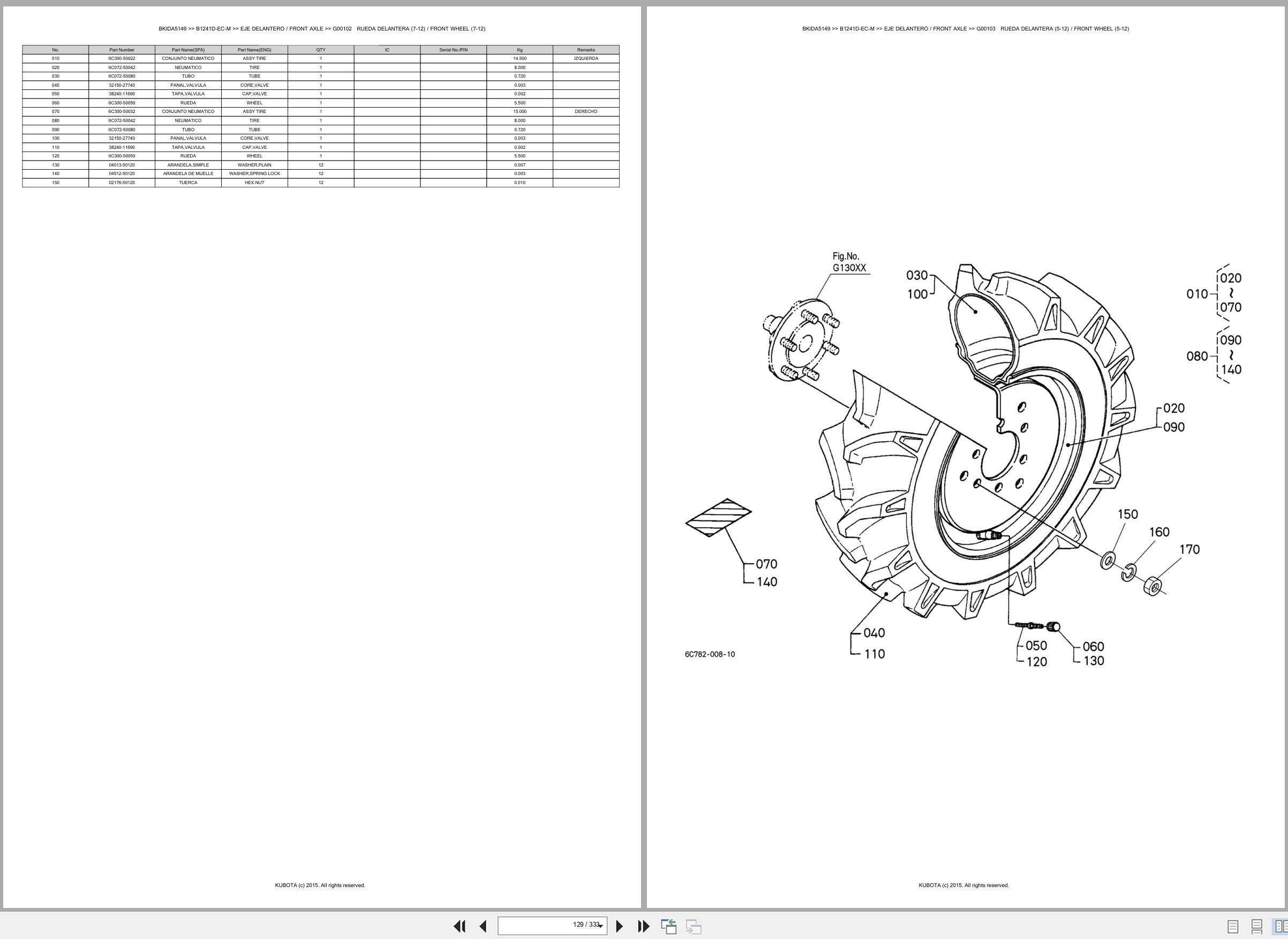 Kubota Tractor B1241D EC M Spare Parts Catalog EN ES (2)