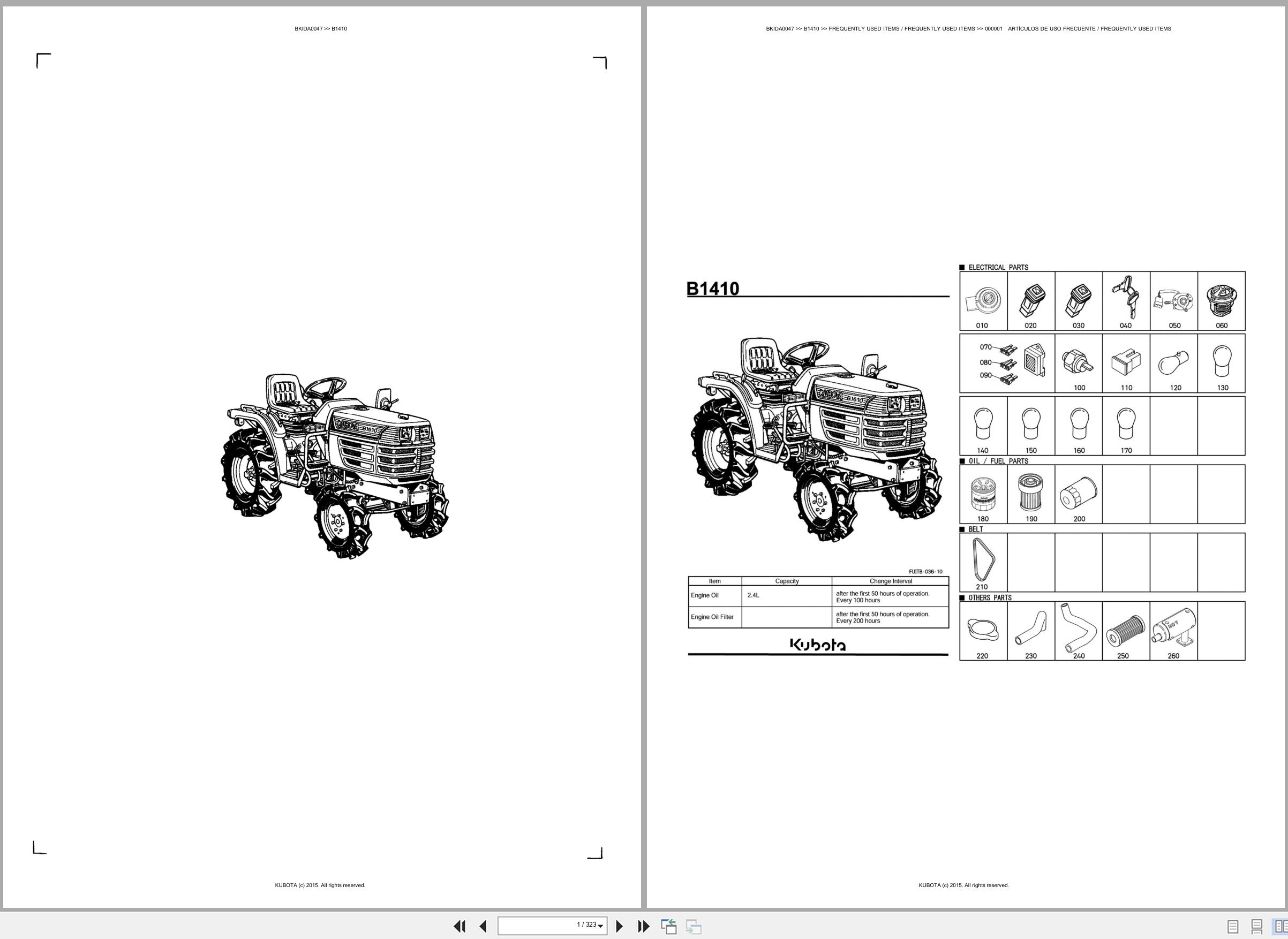 Kubota Tractor B1410 Spare Parts Catalog EN ES (1)