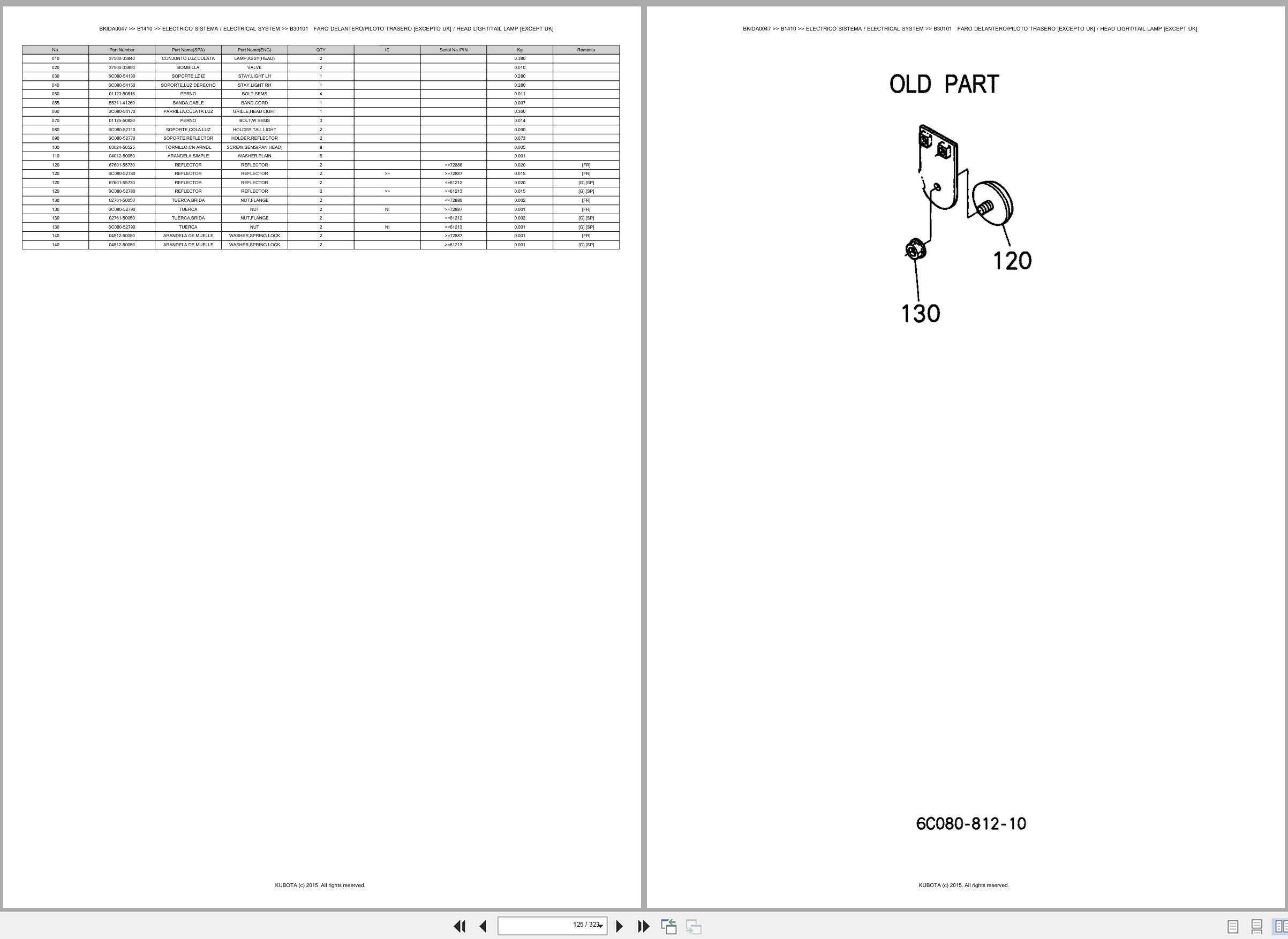 Kubota Tractor B1410 Spare Parts Catalog EN ES (2)