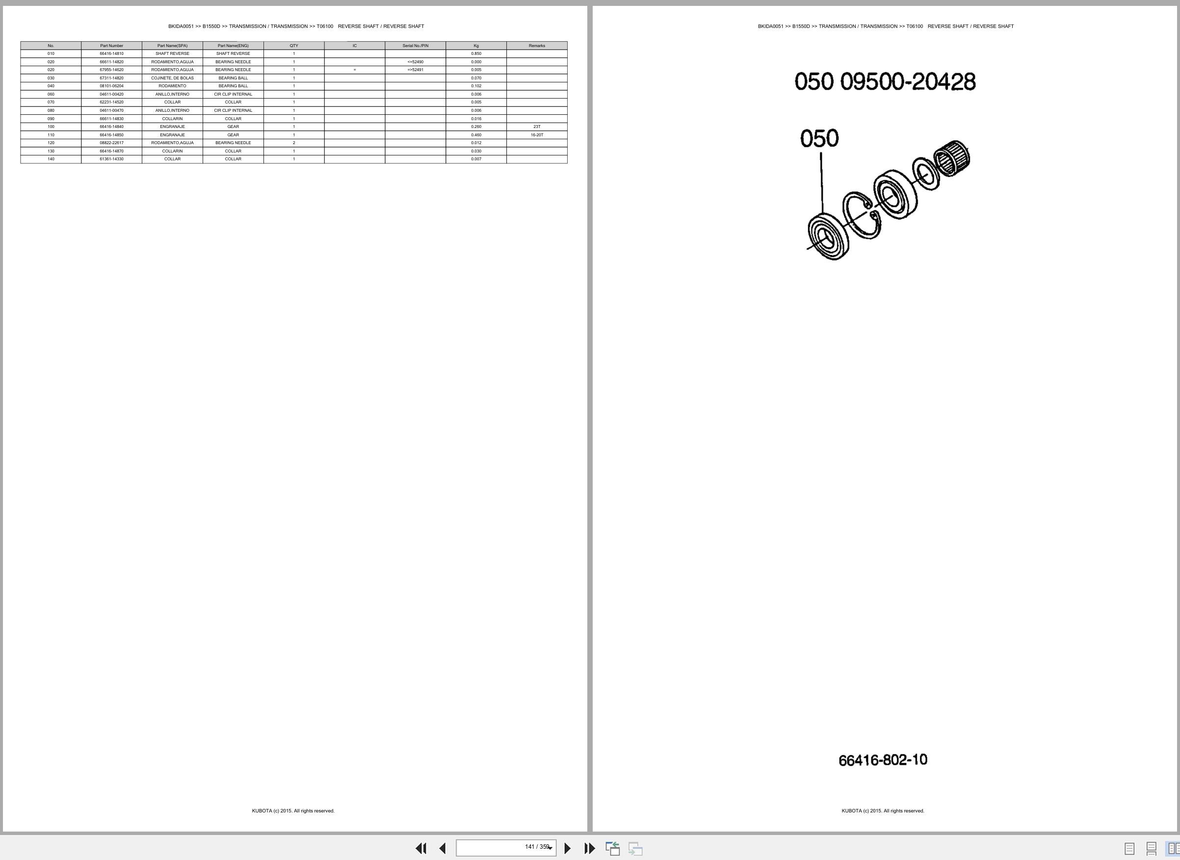 Kubota Tractor B1550D Spare Parts Catalog EN ES (2)