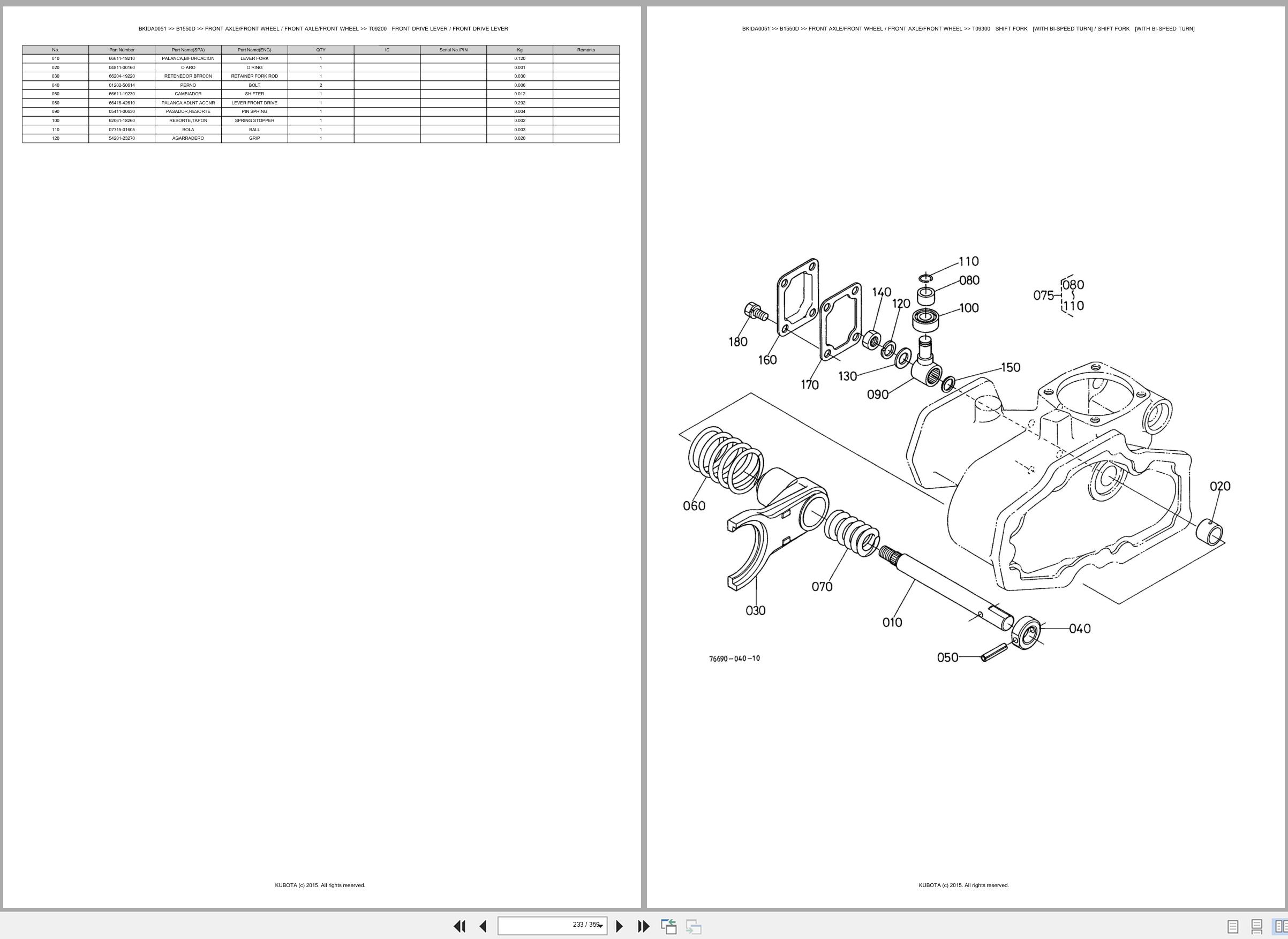 Kubota Tractor B1550D Spare Parts Catalog EN ES (3)
