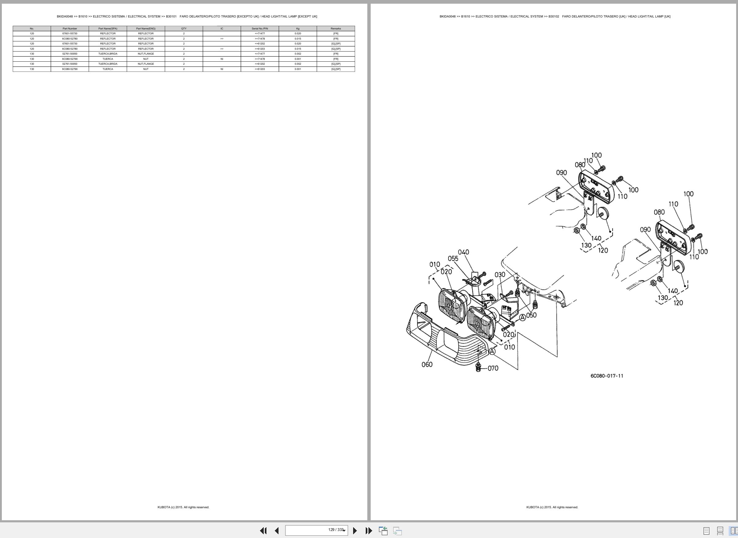 Kubota Tractor B1610 Spare Parts Catalog EN ES (2)