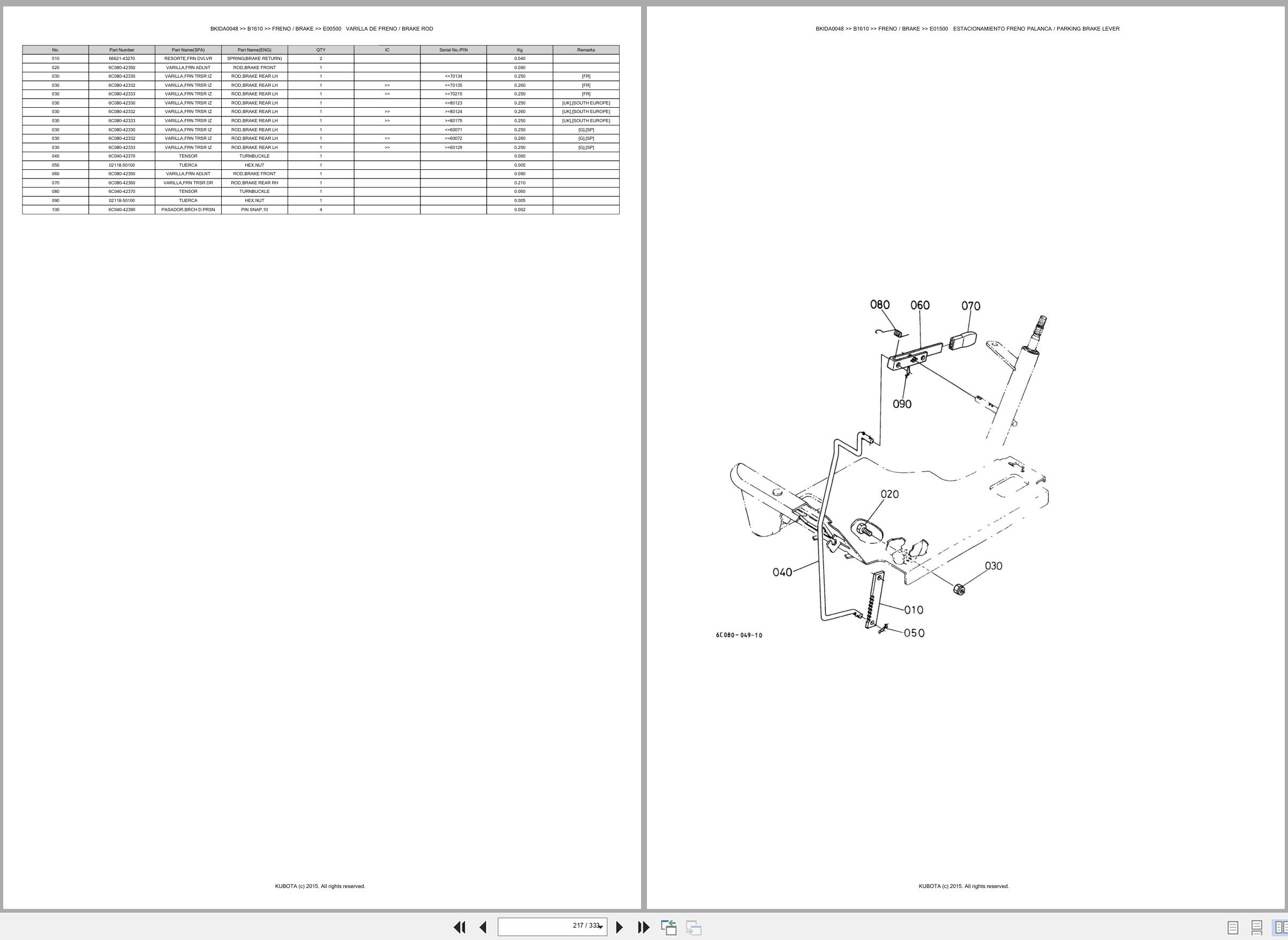 Kubota Tractor B1610 Spare Parts Catalog EN ES (3)