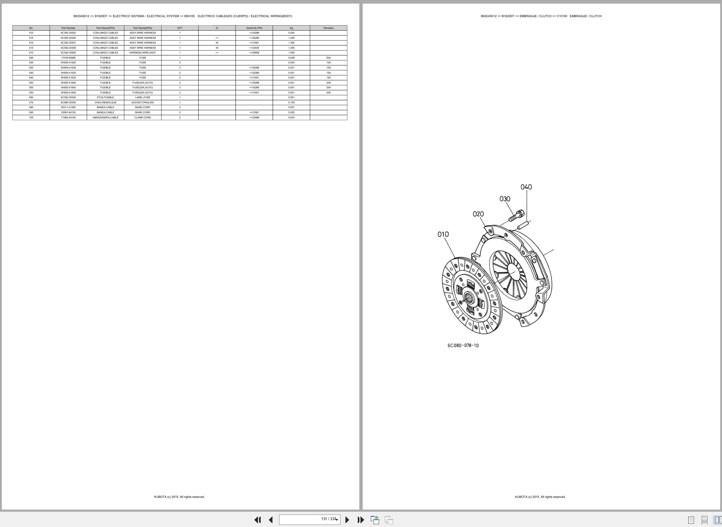 Kubota Tractor B1620DT Spare Parts Catalog EN ES (2)