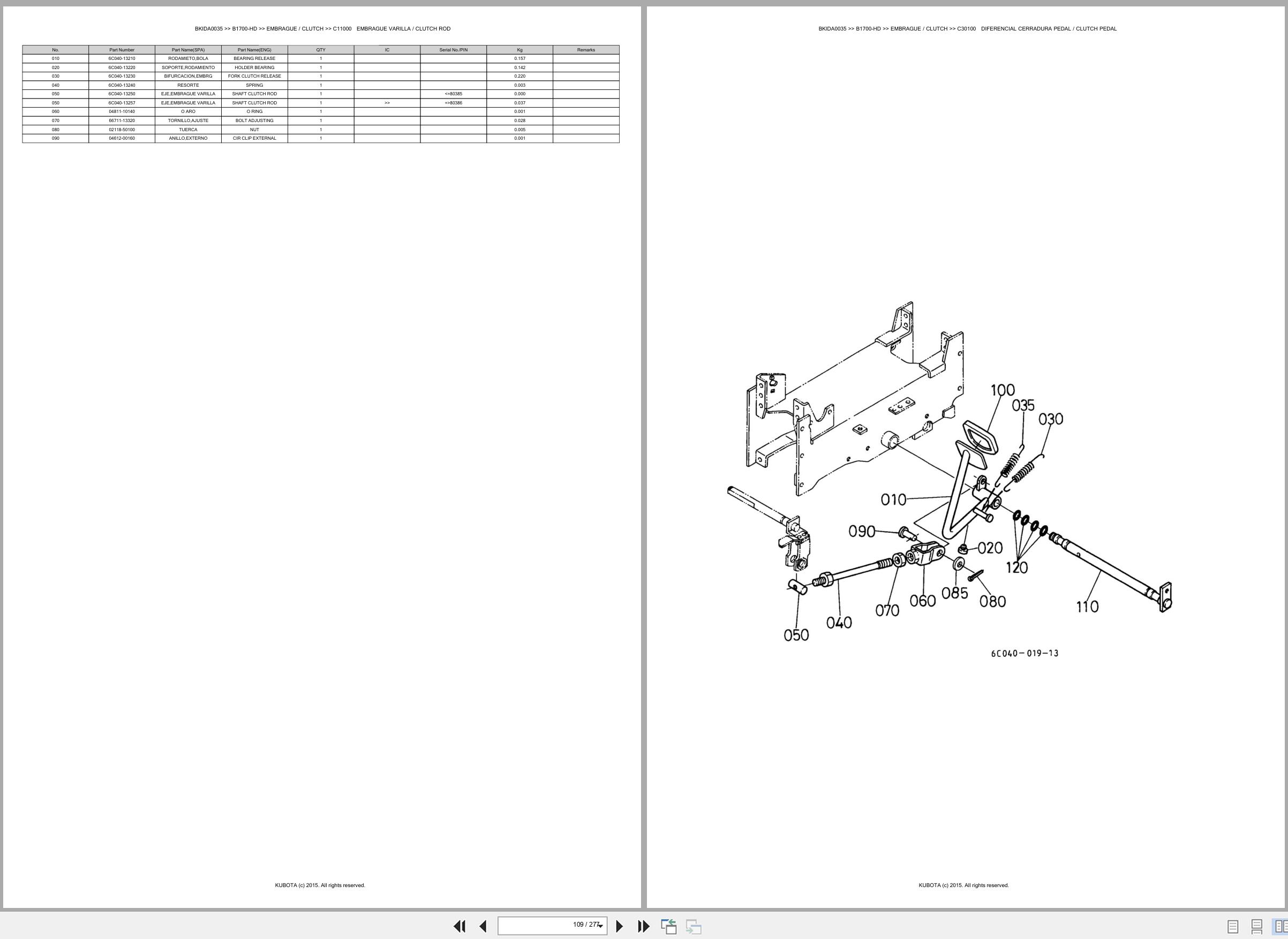 Kubota Tractor B1700 HD Spare Parts Catalog EN ES (2)