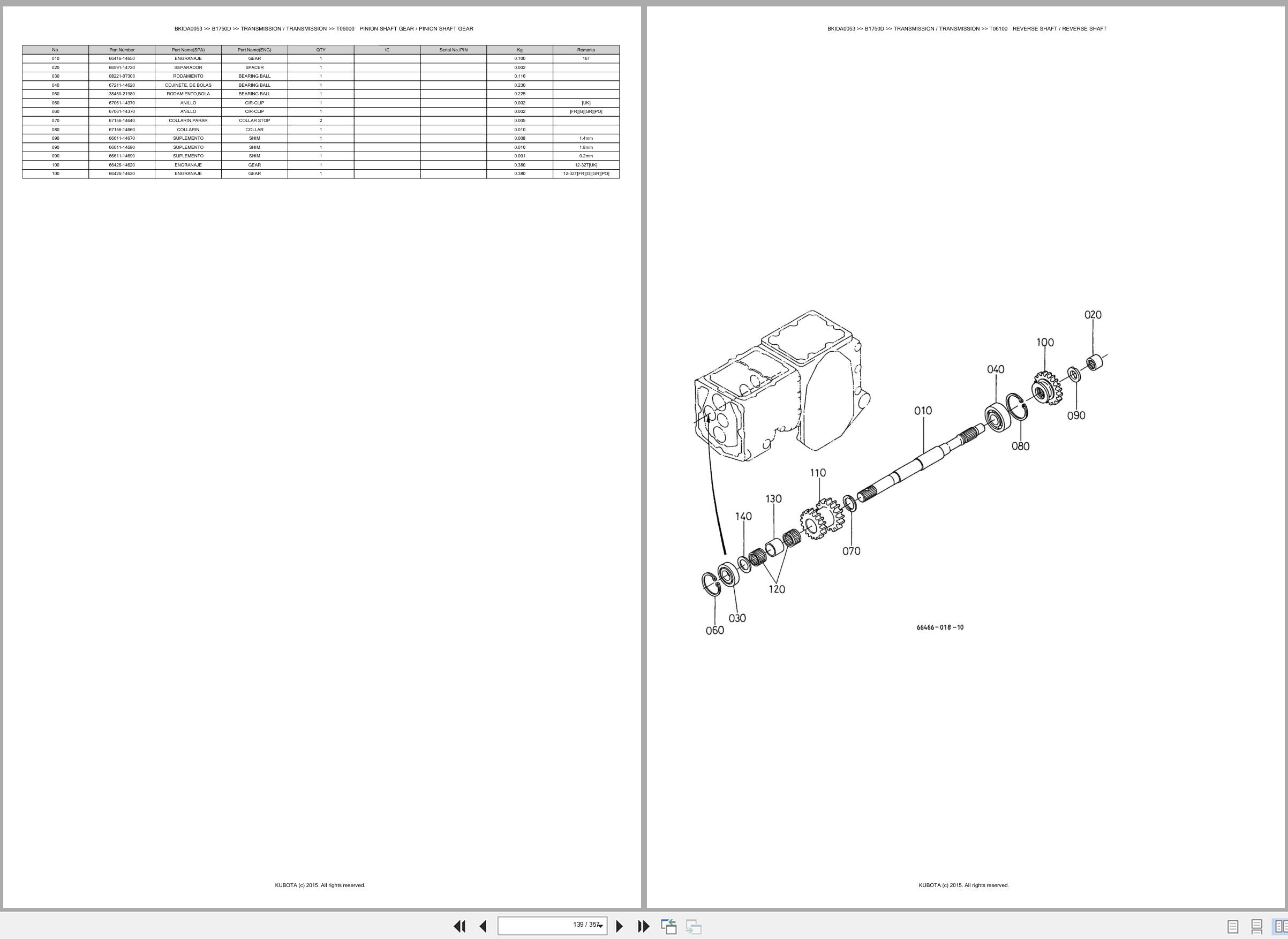 Kubota Tractor B1750D Spare Parts Catalog EN ES (2)