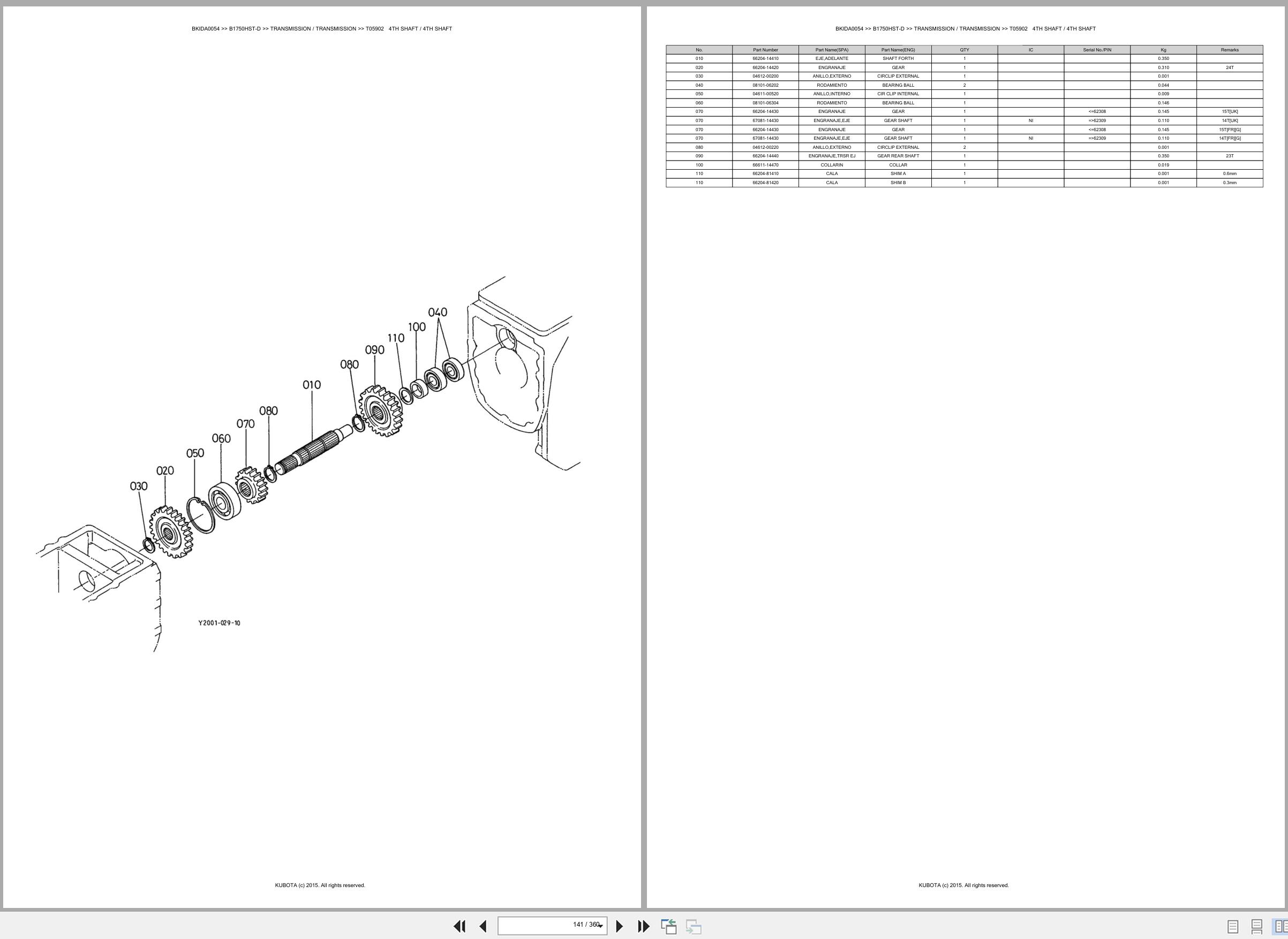 Kubota Tractor B1750HST D Spare Parts Catalog EN ES (2)