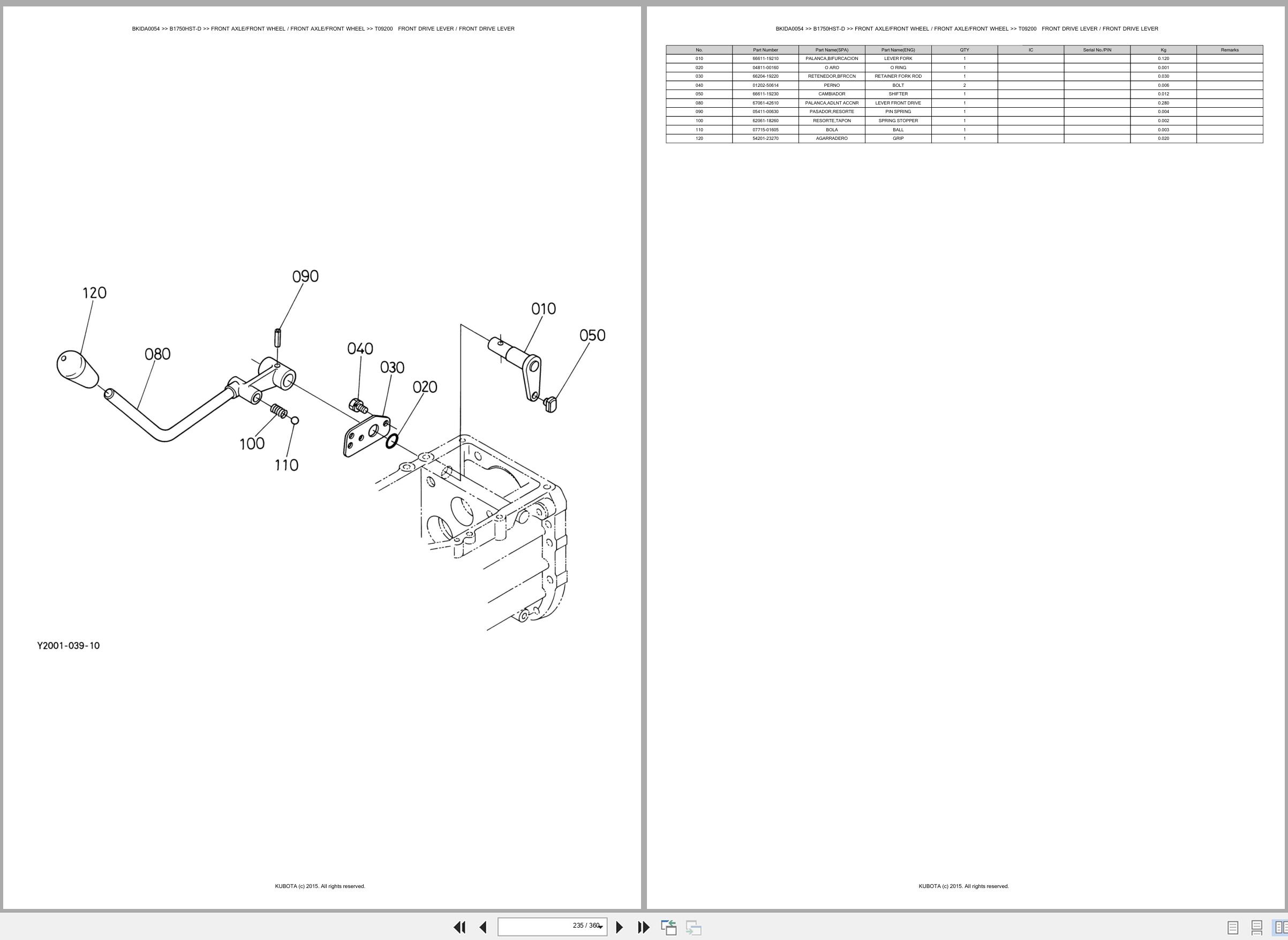 Kubota Tractor B1750HST D Spare Parts Catalog EN ES (3)