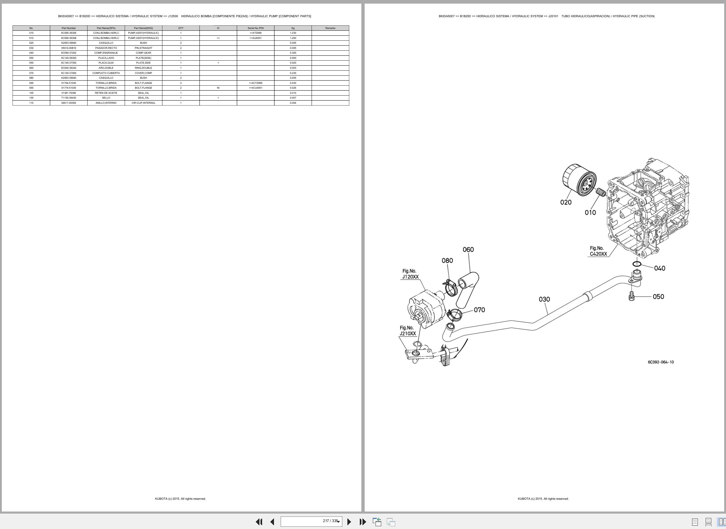 Kubota Tractor B1820D Spare Parts Catalog EN ES (3)