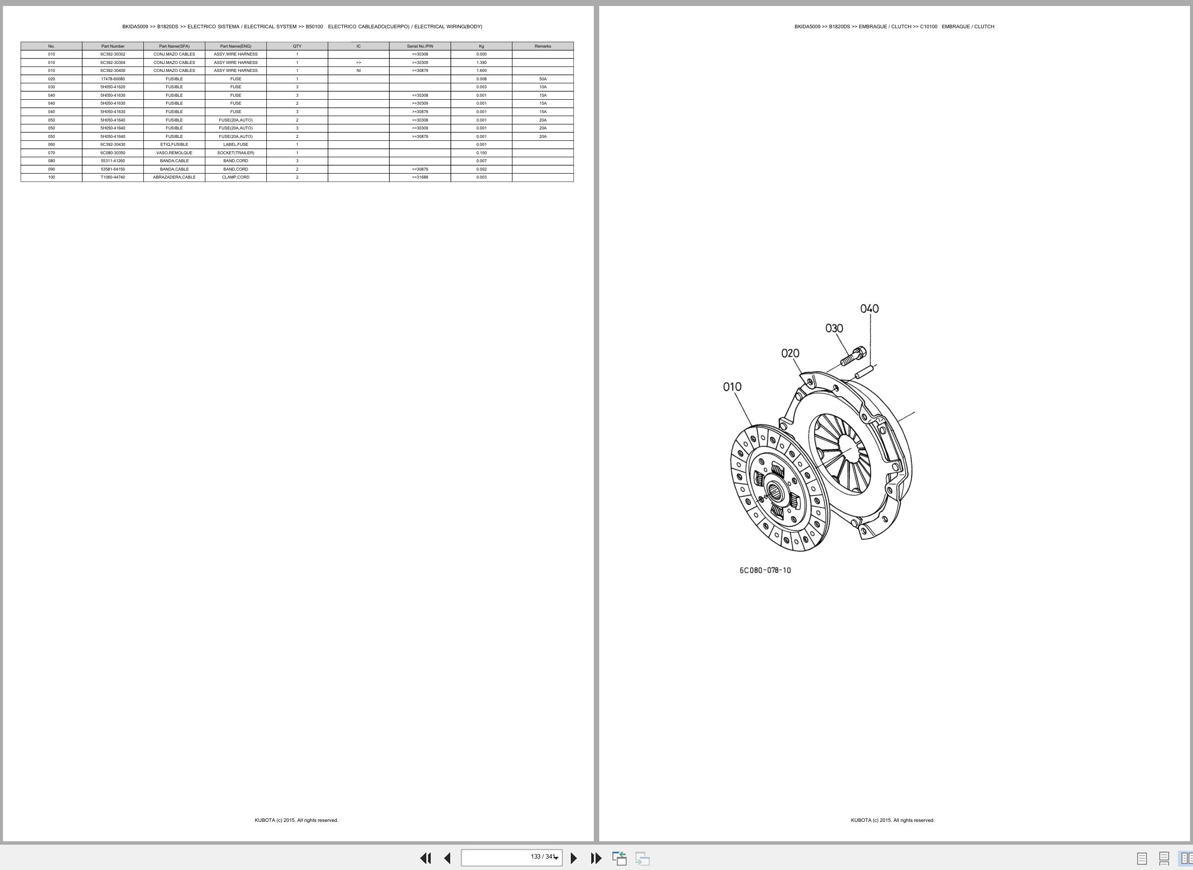 Kubota Tractor B1820DS Spare Parts Catalog EN ES (2)