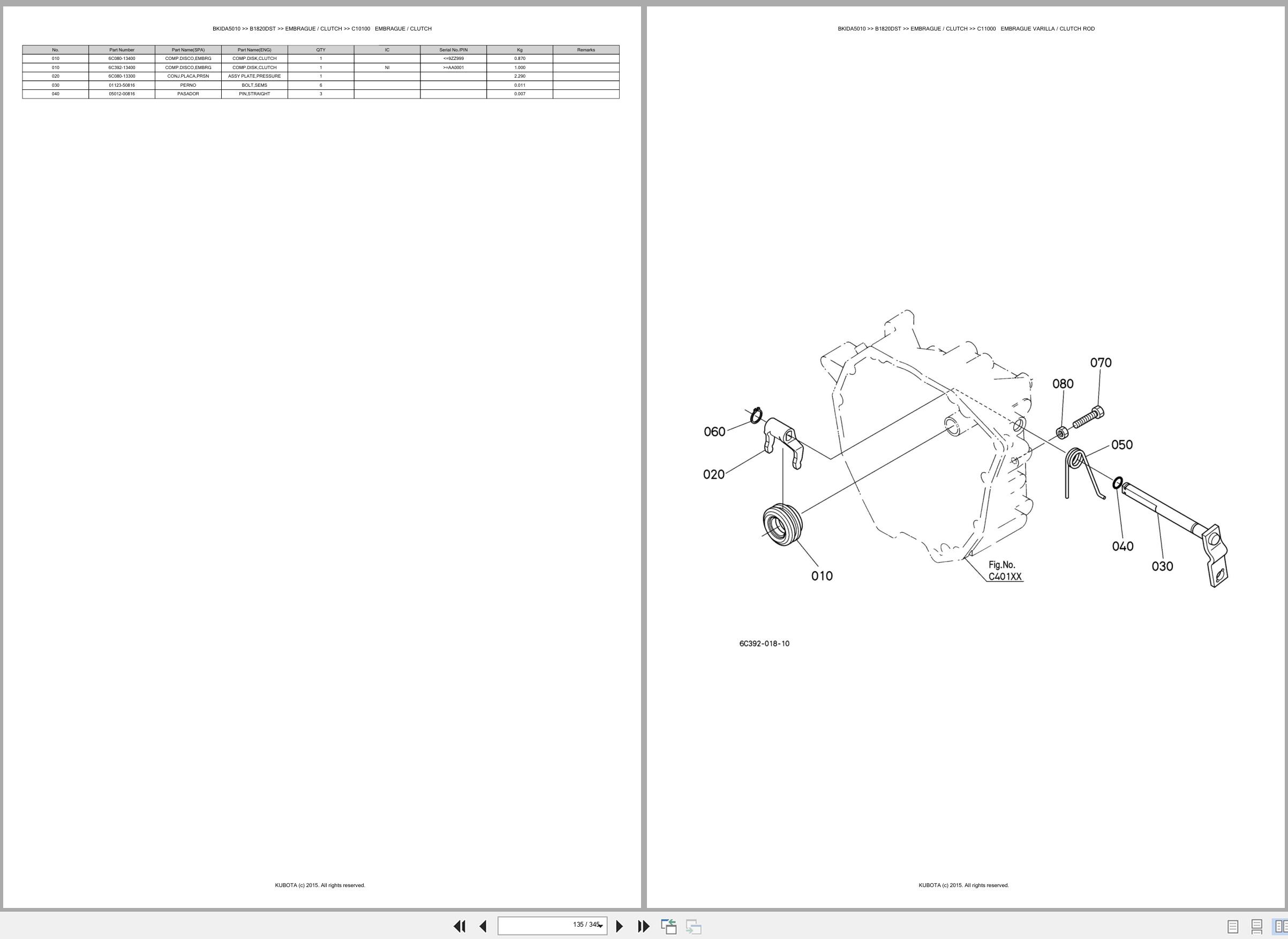 Kubota Tractor B1820DST Spare Parts Catalog EN ES (2)