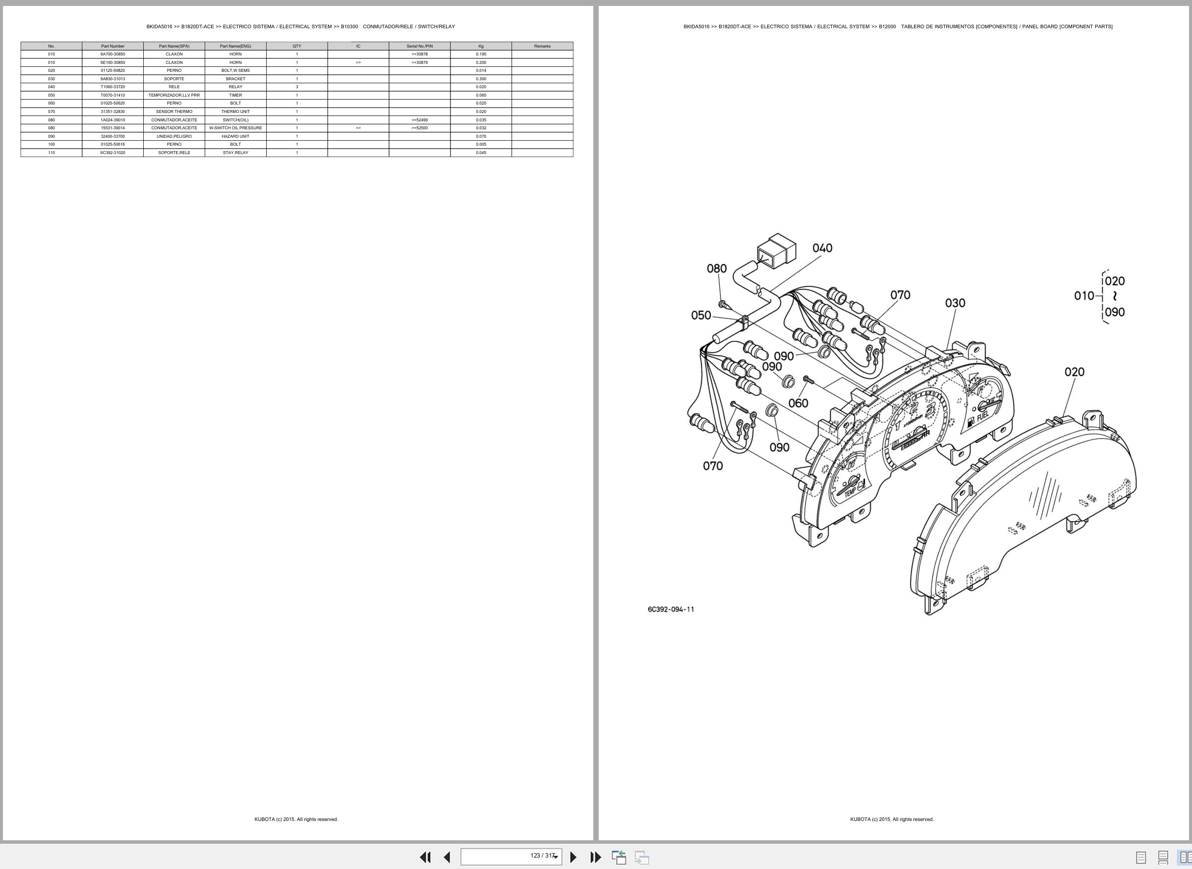 Kubota Tractor B1820DT ACE Spare Parts Catalog EN ES (2)