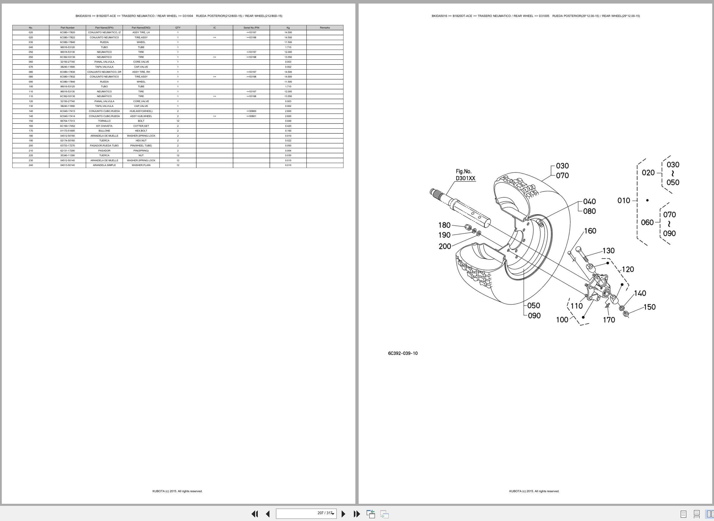 Kubota Tractor B1820DT ACE Spare Parts Catalog EN ES (3)