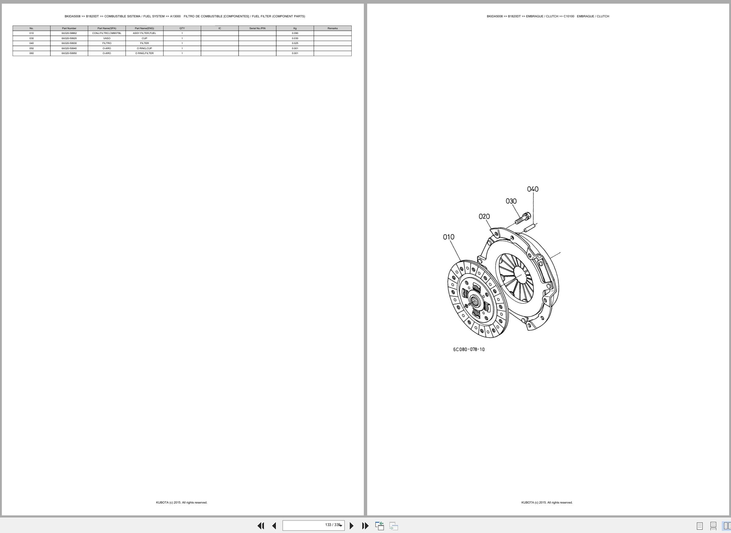 Kubota Tractor B1820DT Spare Parts Catalog EN ES (2)
