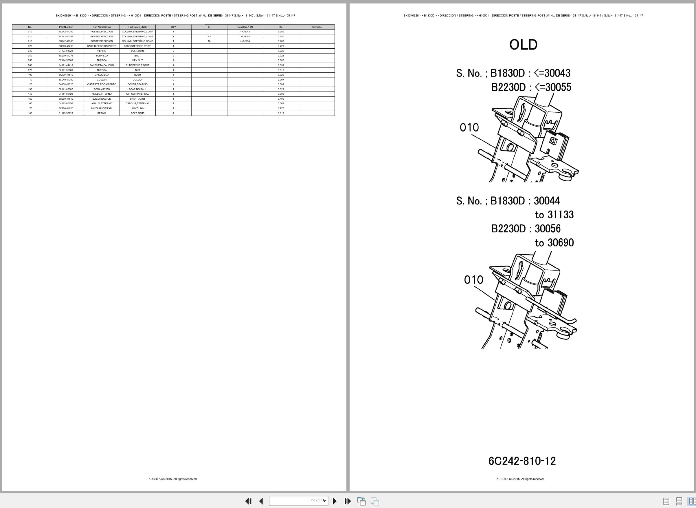 Kubota Tractor B1830D Spare Parts Catalog EN ES (3)