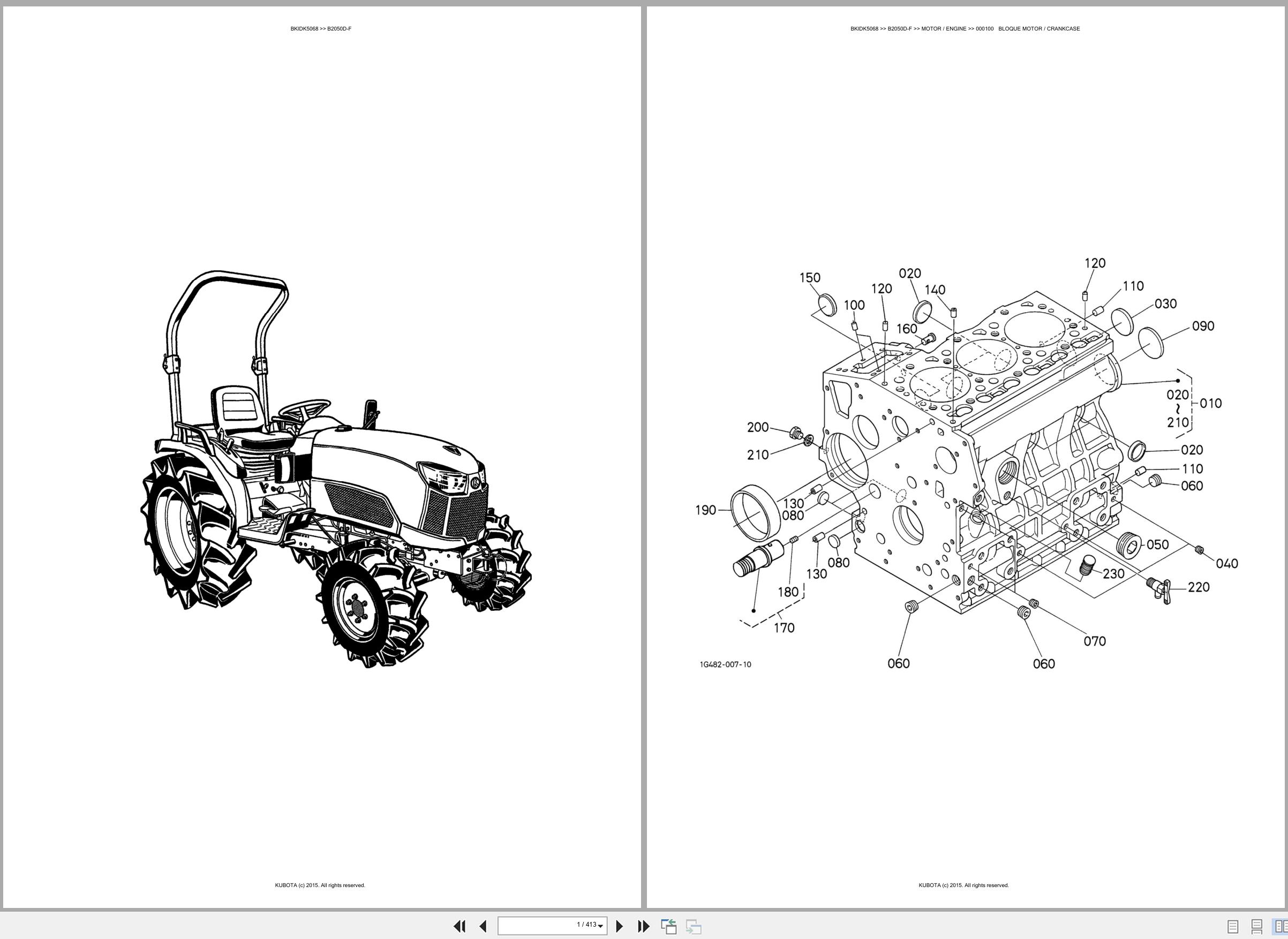 Kubota Tractor B2050D F Spare Parts Catalog EN ES (1)