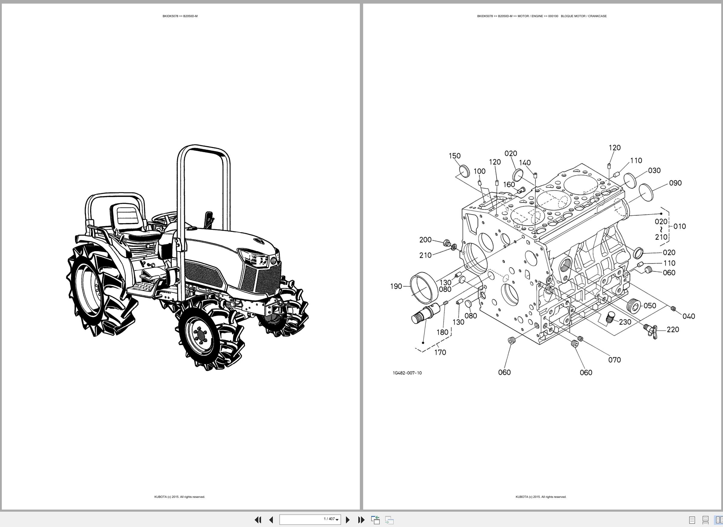 Kubota Tractor B2050D M Spare Parts Catalog EN ES (1)