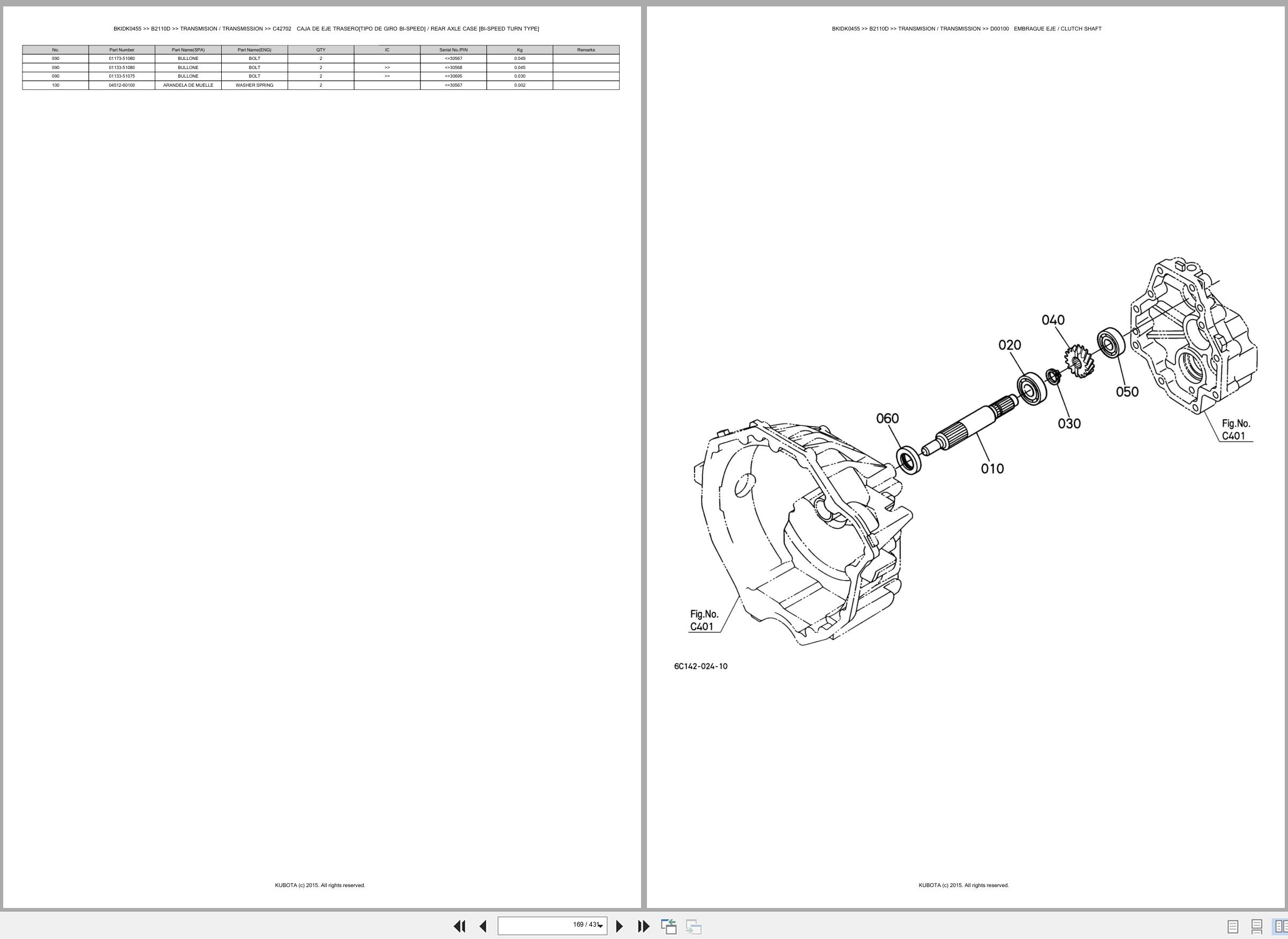 Kubota Tractor B2110D Spare Parts Catalog EN ES (2)
