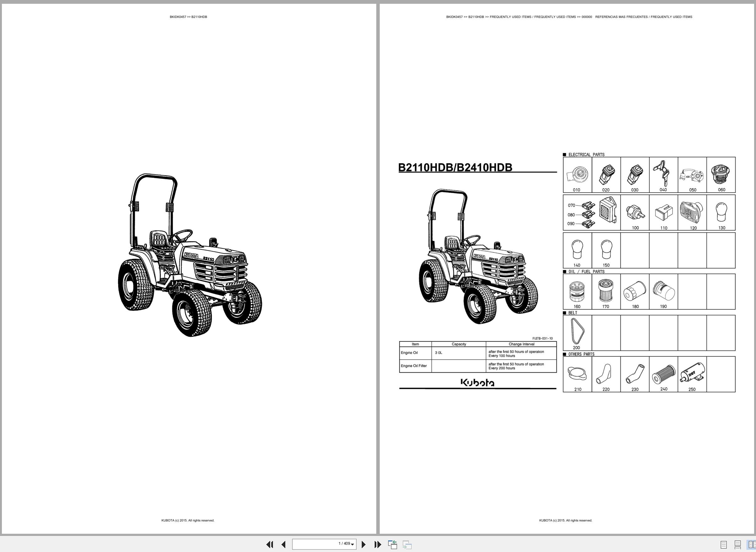 Kubota Tractor B2110HDB Spare Parts Catalog EN ES (1)