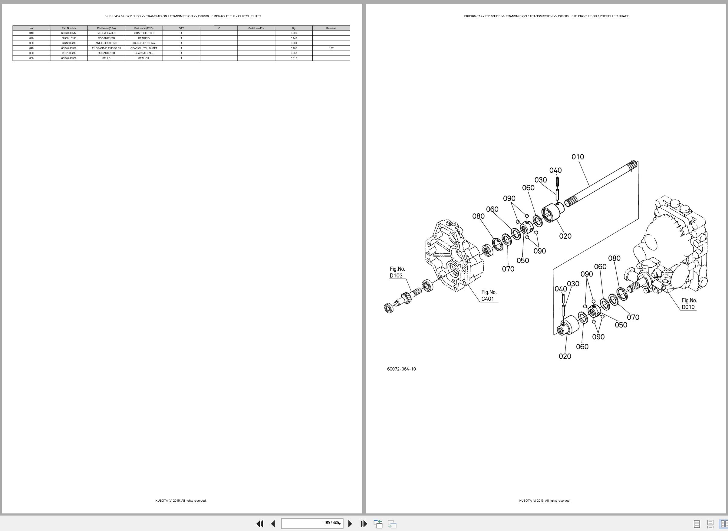 Kubota Tractor B2110HDB Spare Parts Catalog EN ES (2)