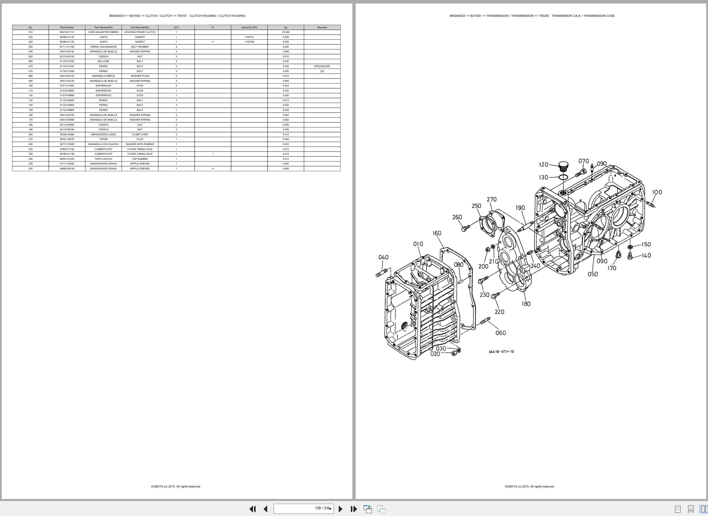 Kubota Tractor B2150D Spare Parts Catalog EN ES (2)