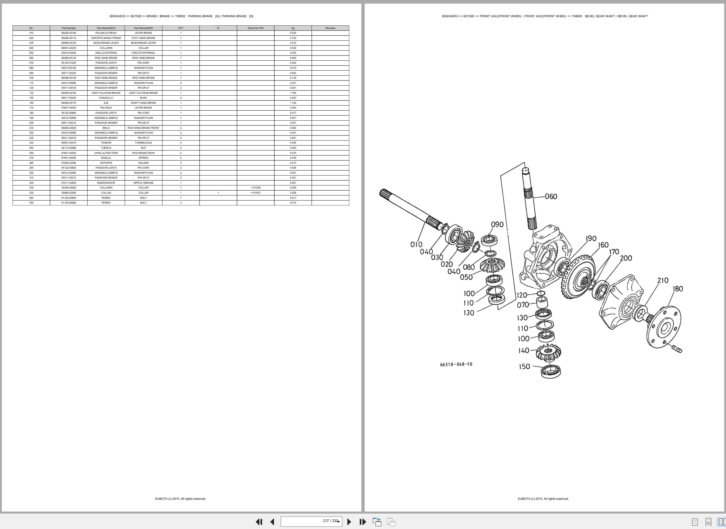 Kubota Tractor B2150D Spare Parts Catalog EN ES (3)