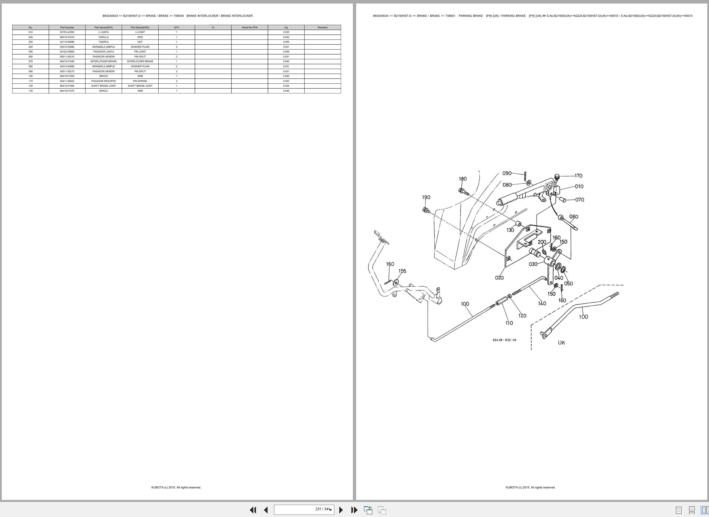 Kubota Tractor B2150HST D Spare Parts Catalog EN ES (3)
