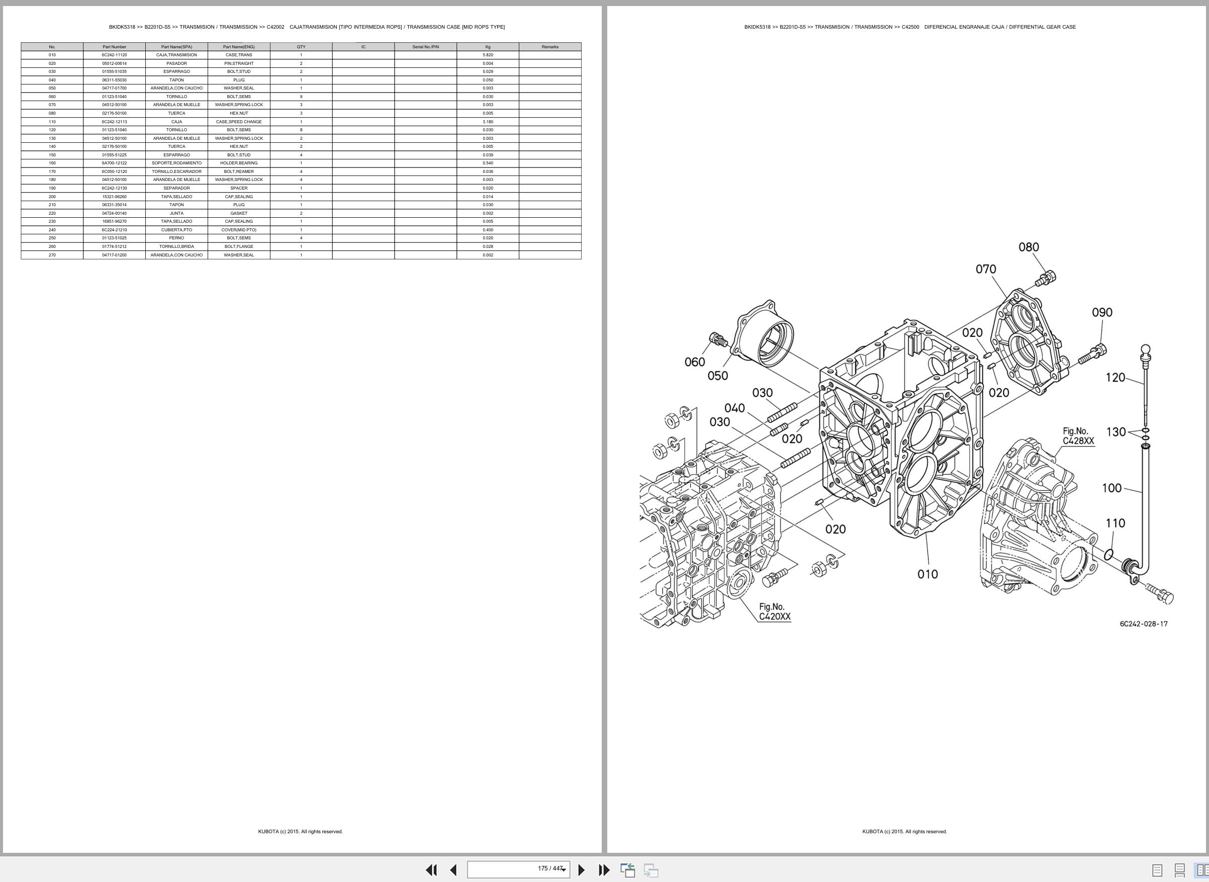 Kubota Tractor B2201D S5 Spare Parts Catalog EN ES (2)
