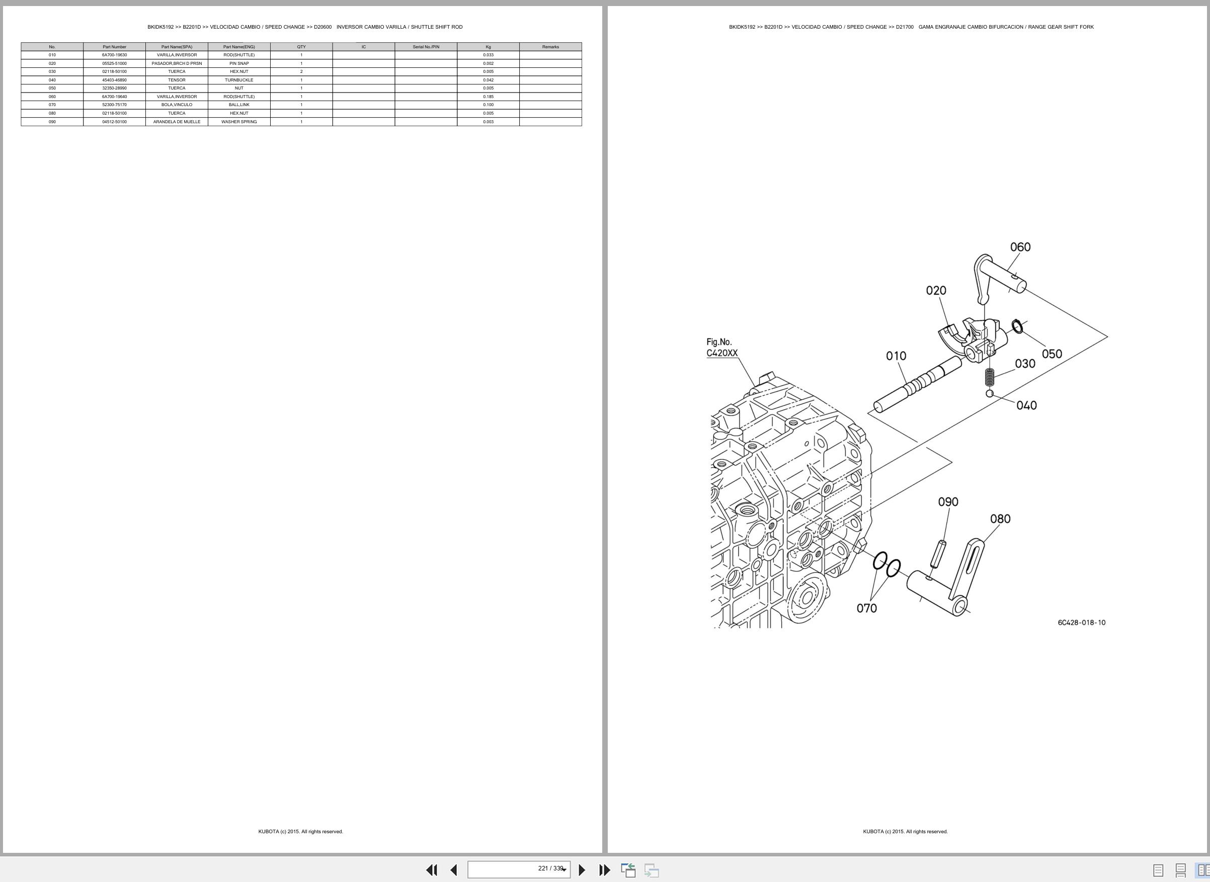 Kubota Tractor B2201D Spare Parts Catalog EN ES (3)