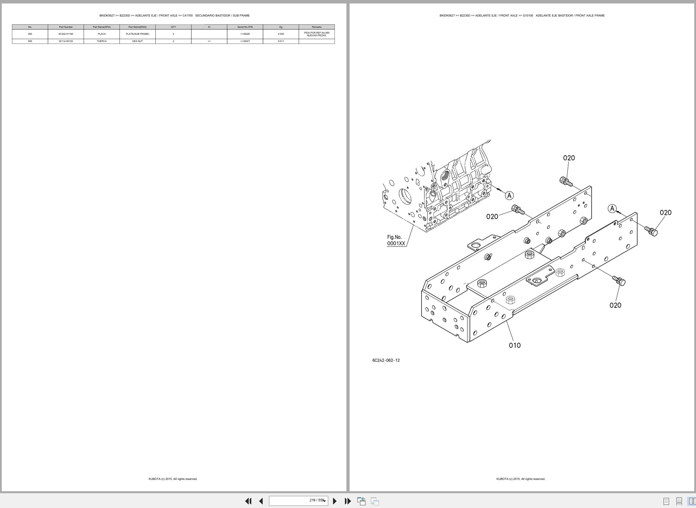 Kubota Tractor B2230D Spare Parts Catalog EN ES (2)