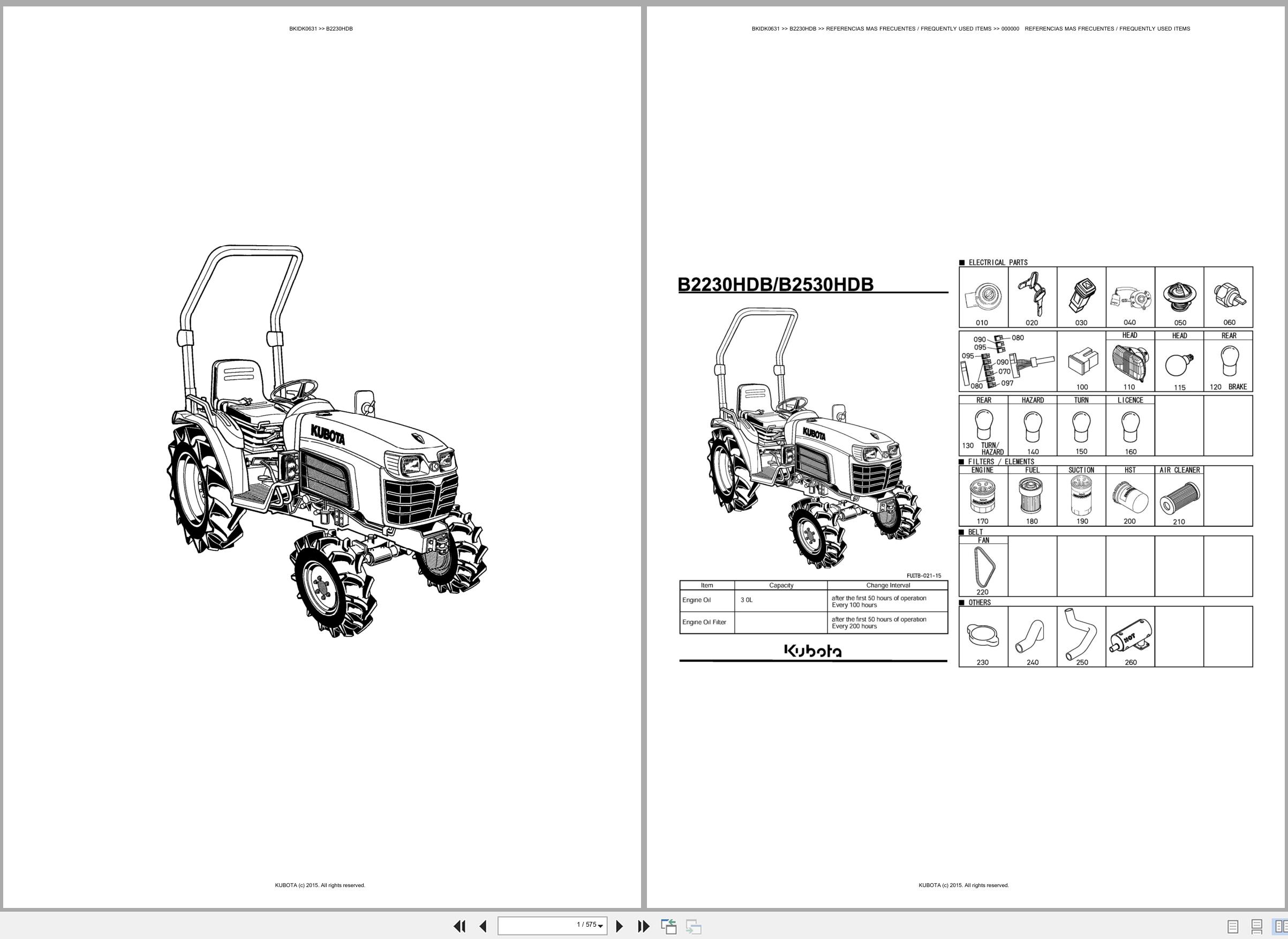 Kubota Tractor B2230HDB Spare Parts Catalog EN ES (1)