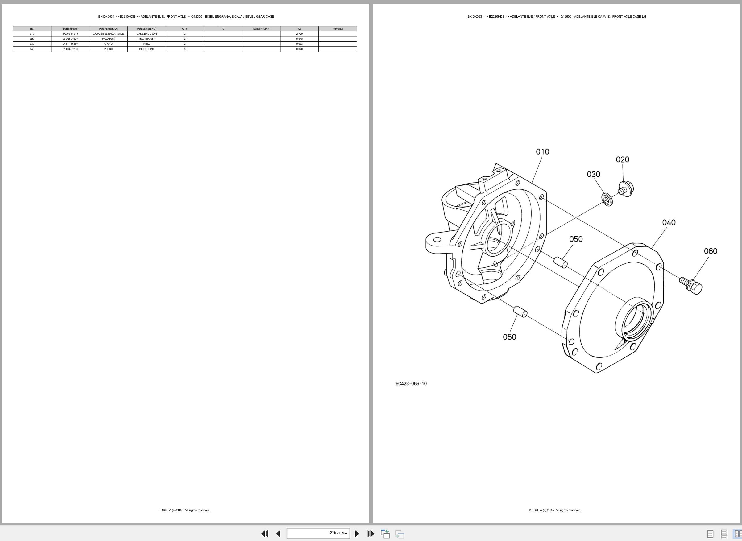 Kubota Tractor B2230HDB Spare Parts Catalog EN ES (2)