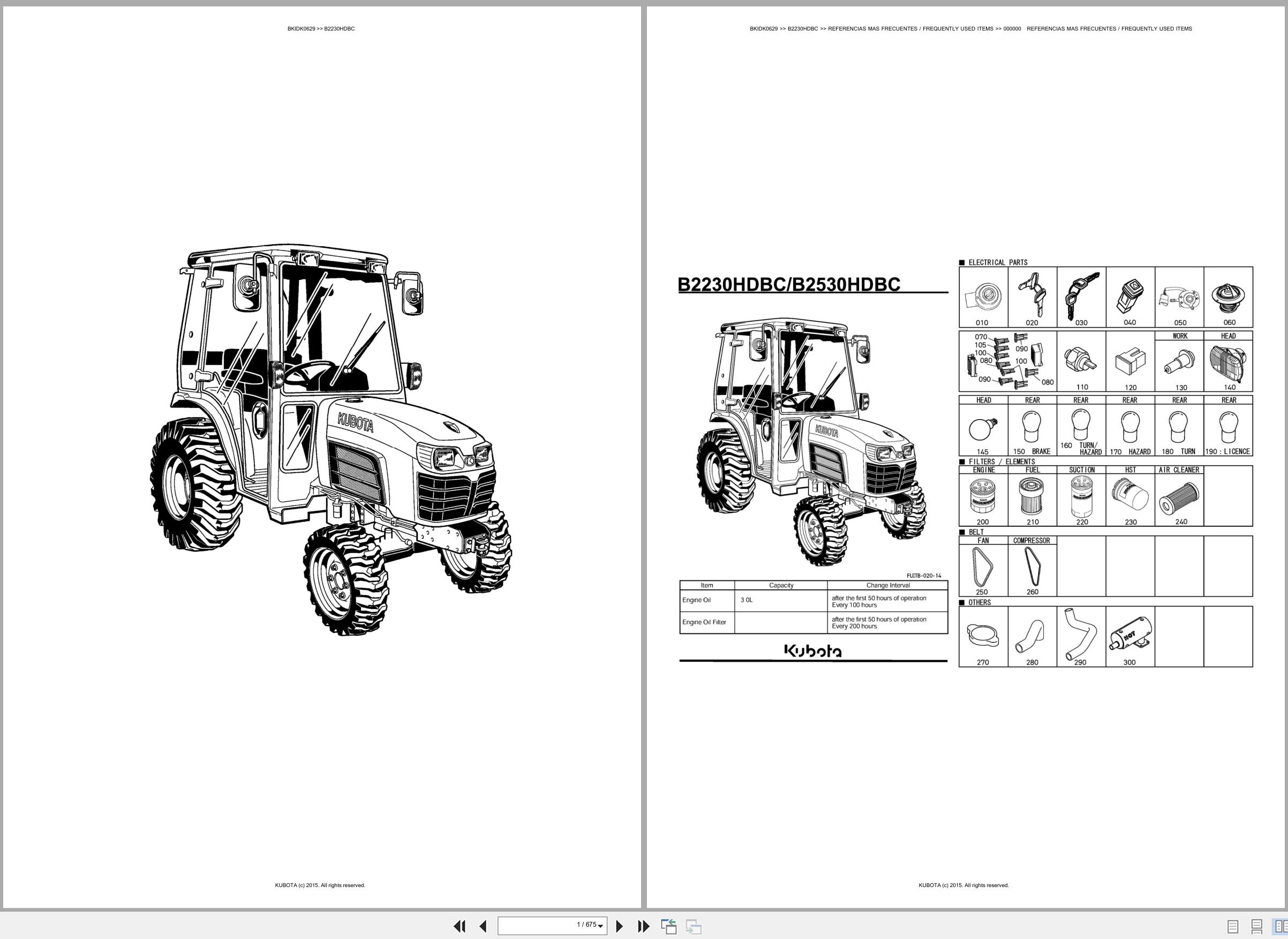 Kubota Tractor B2230HDBC Spare Parts Catalog EN ES (1)