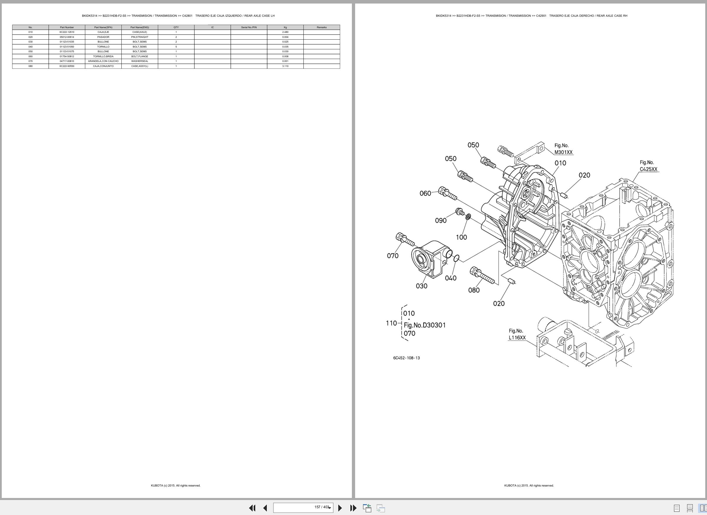 Kubota Tractor B2231HDB F2 S5 Spare Parts Catalog EN ES (2)