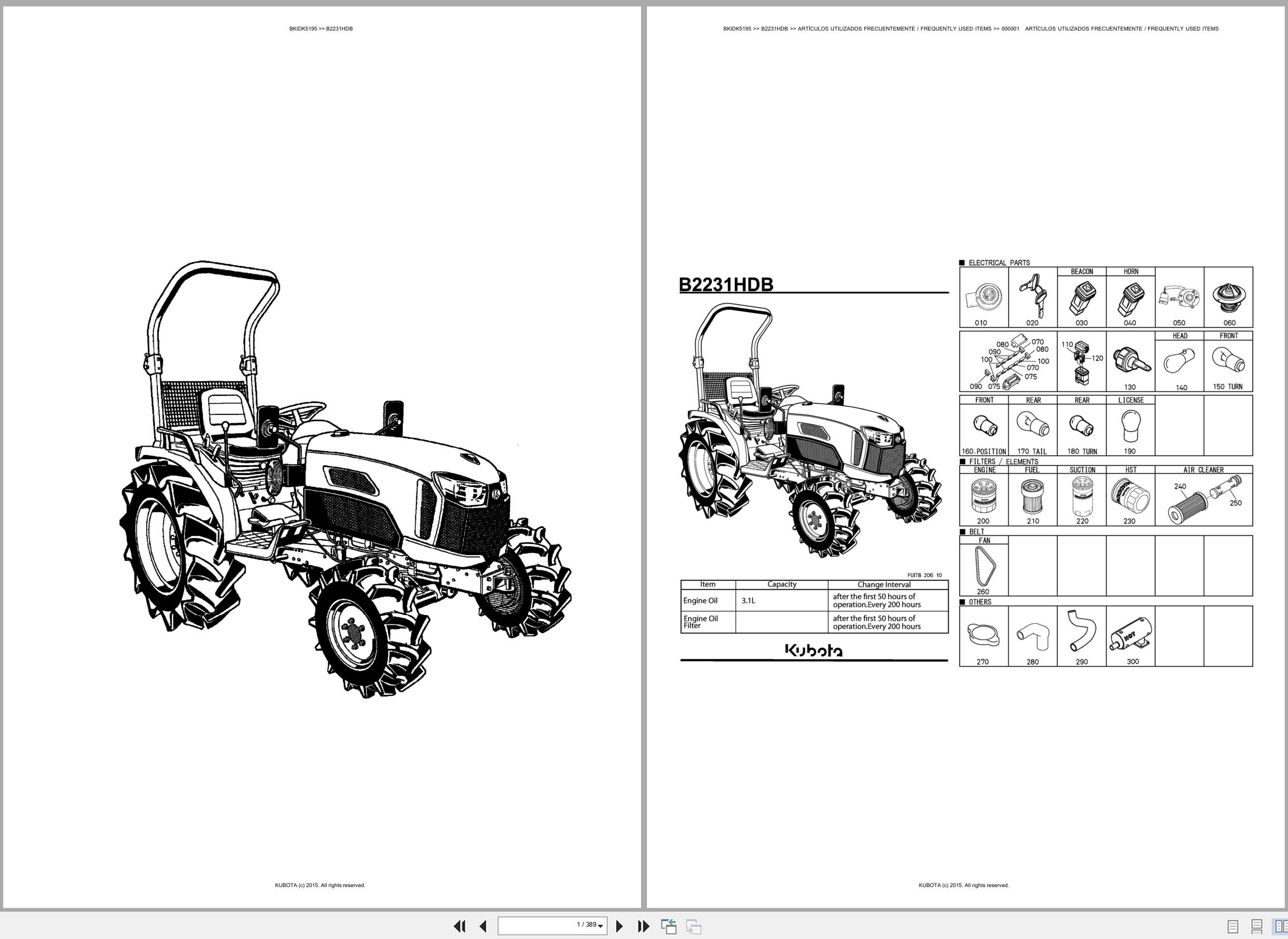 Kubota Tractor B2231HDB Spare Parts Catalog EN ES (1)