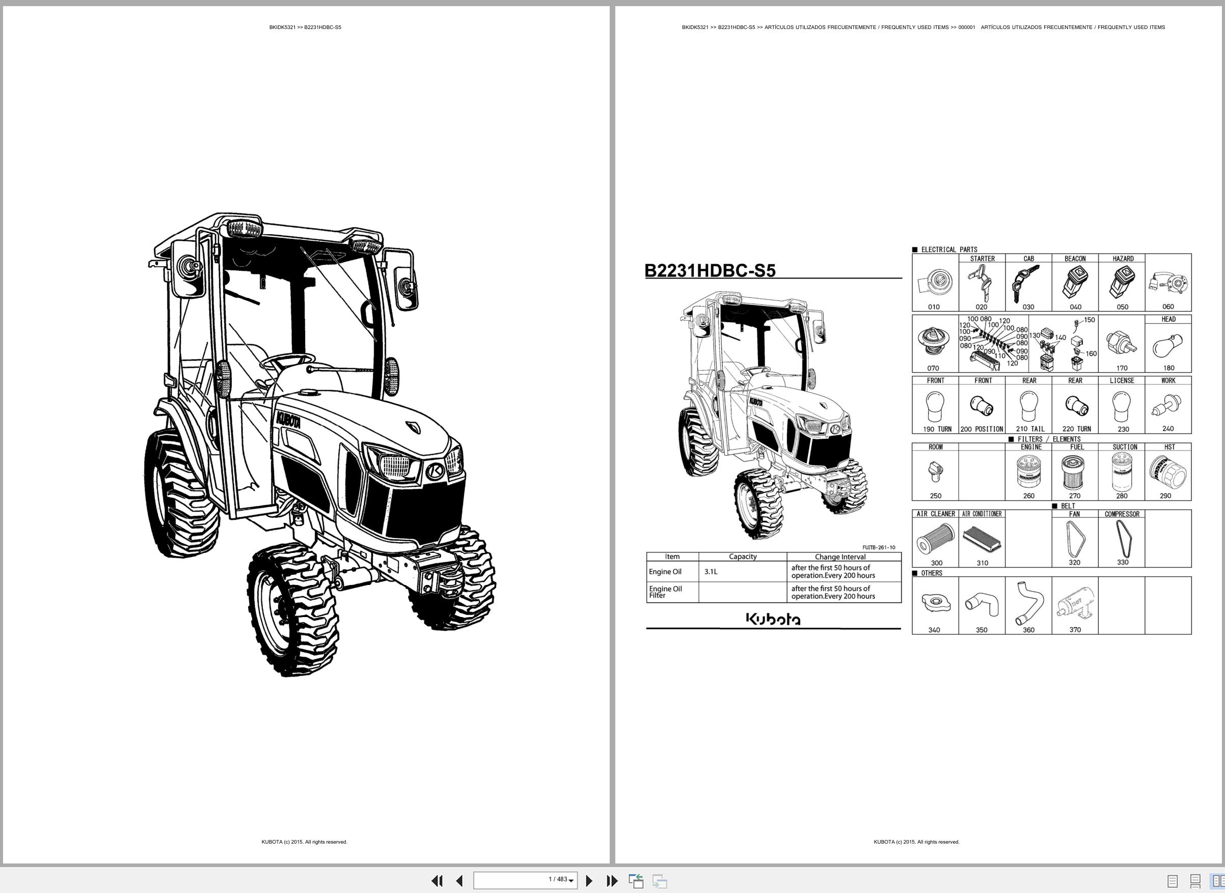 Kubota Tractor B2231HDBC S5 Spare Parts Catalog EN ES (1)