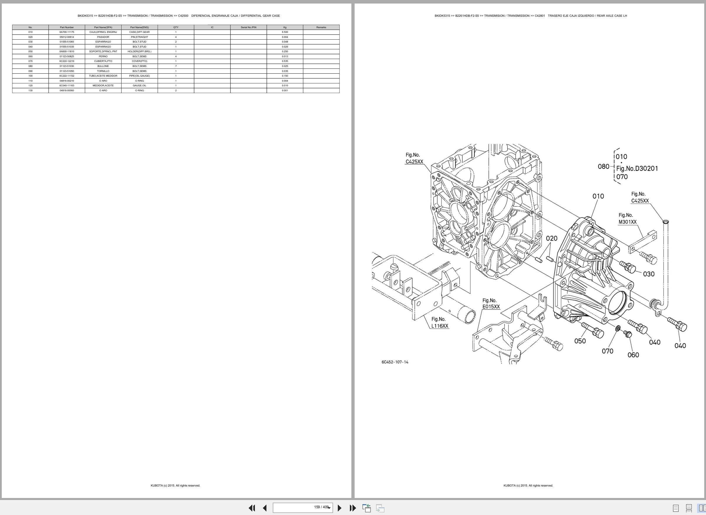 Kubota Tractor B2261HDB F2 S5 Spare Parts Catalog EN ES (2)