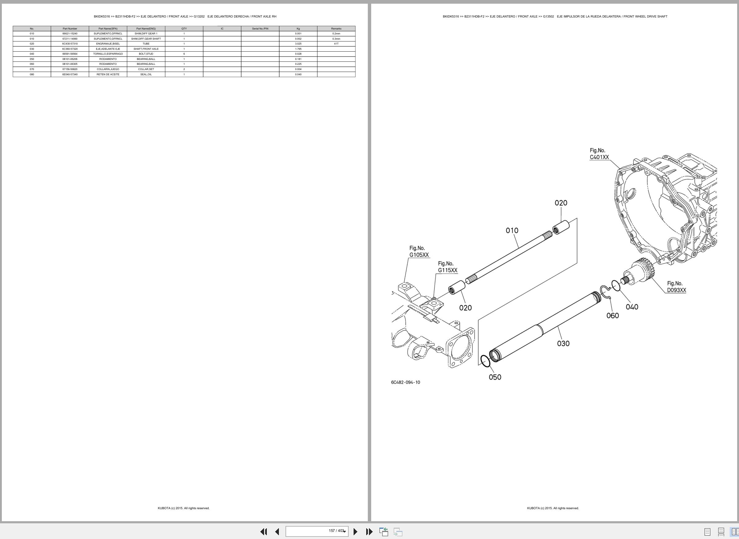 Kubota Tractor B2311HDB F2 Spare Parts Catalog EN ES (2)