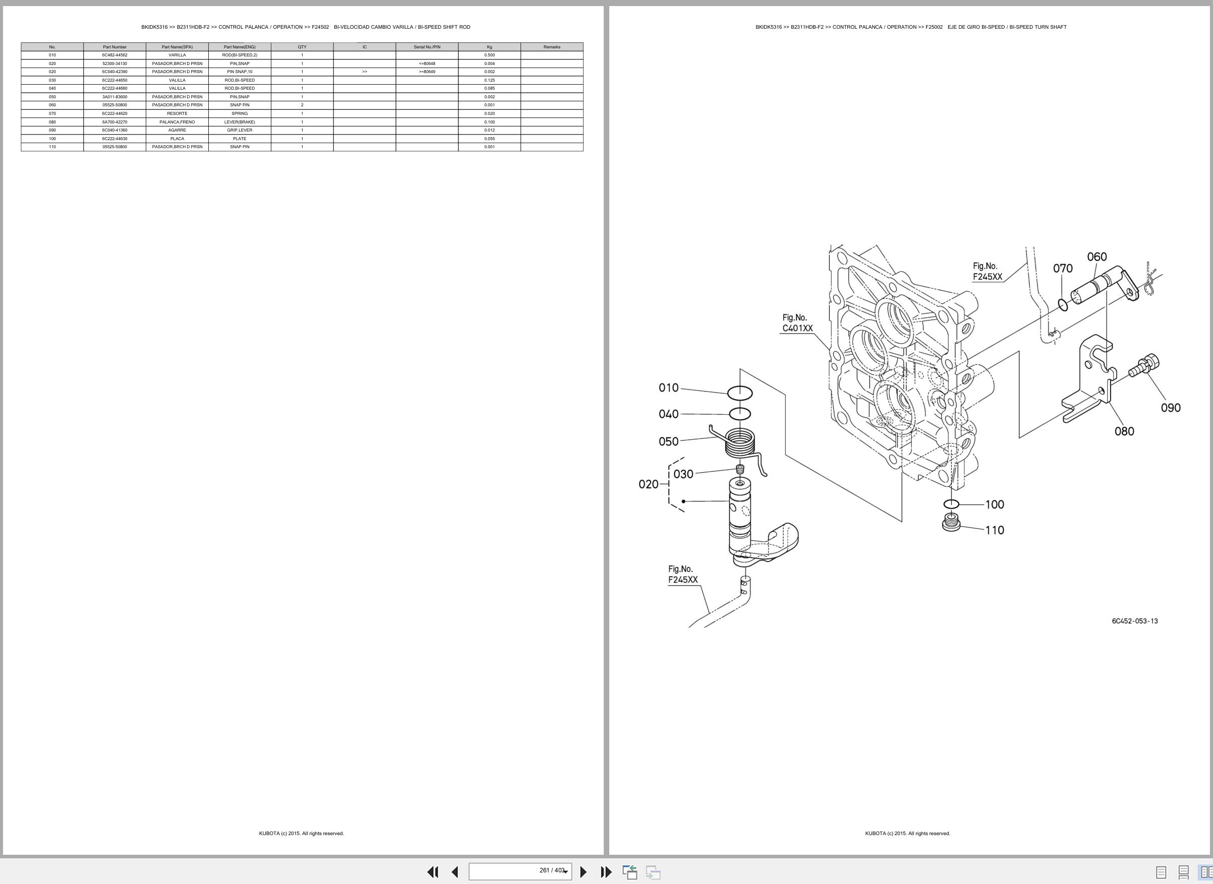 Kubota Tractor B2311HDB F2 Spare Parts Catalog EN ES (3)
