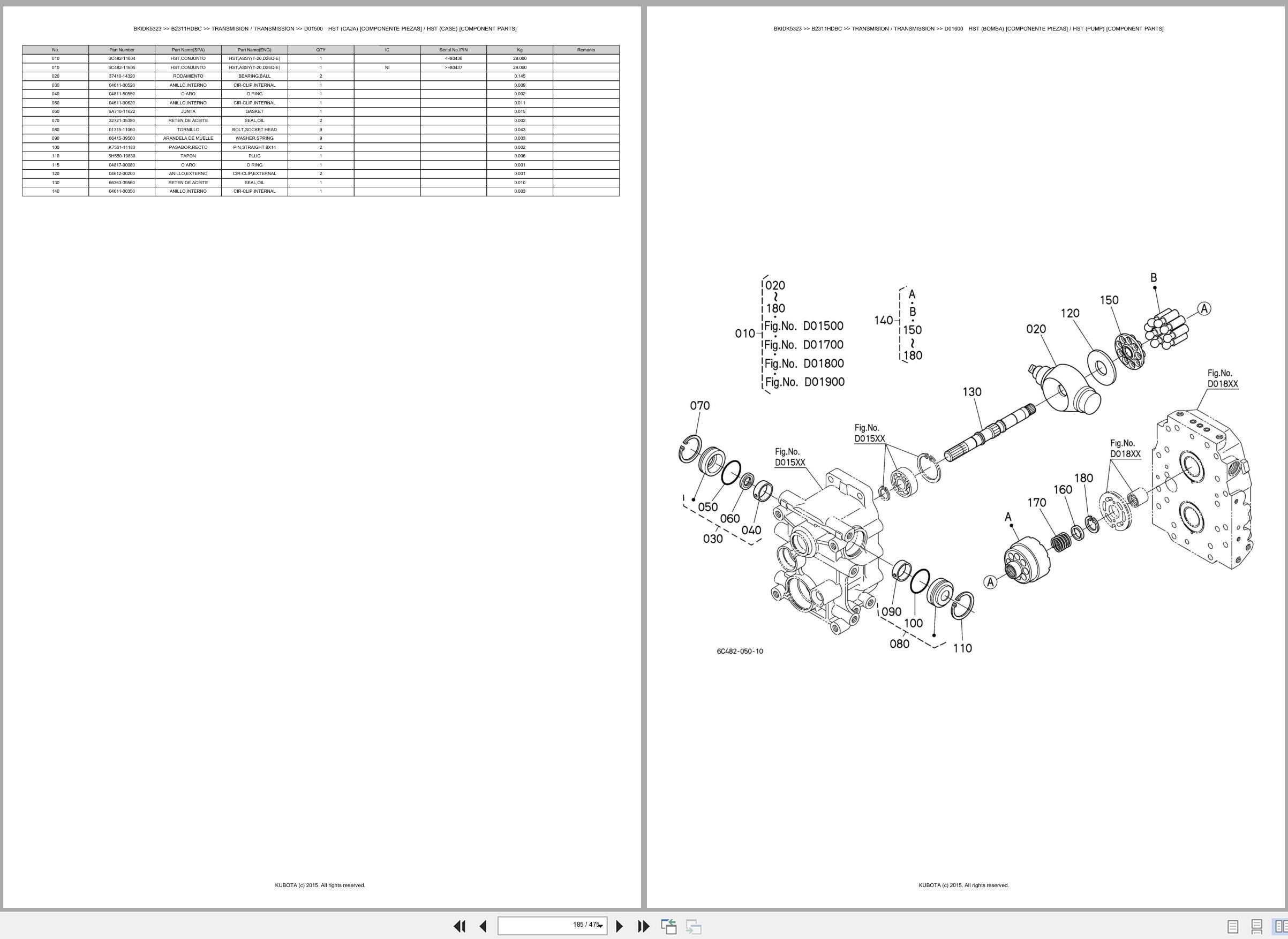 Kubota Tractor B2311HDBC Spare Parts Catalog EN ES (2)