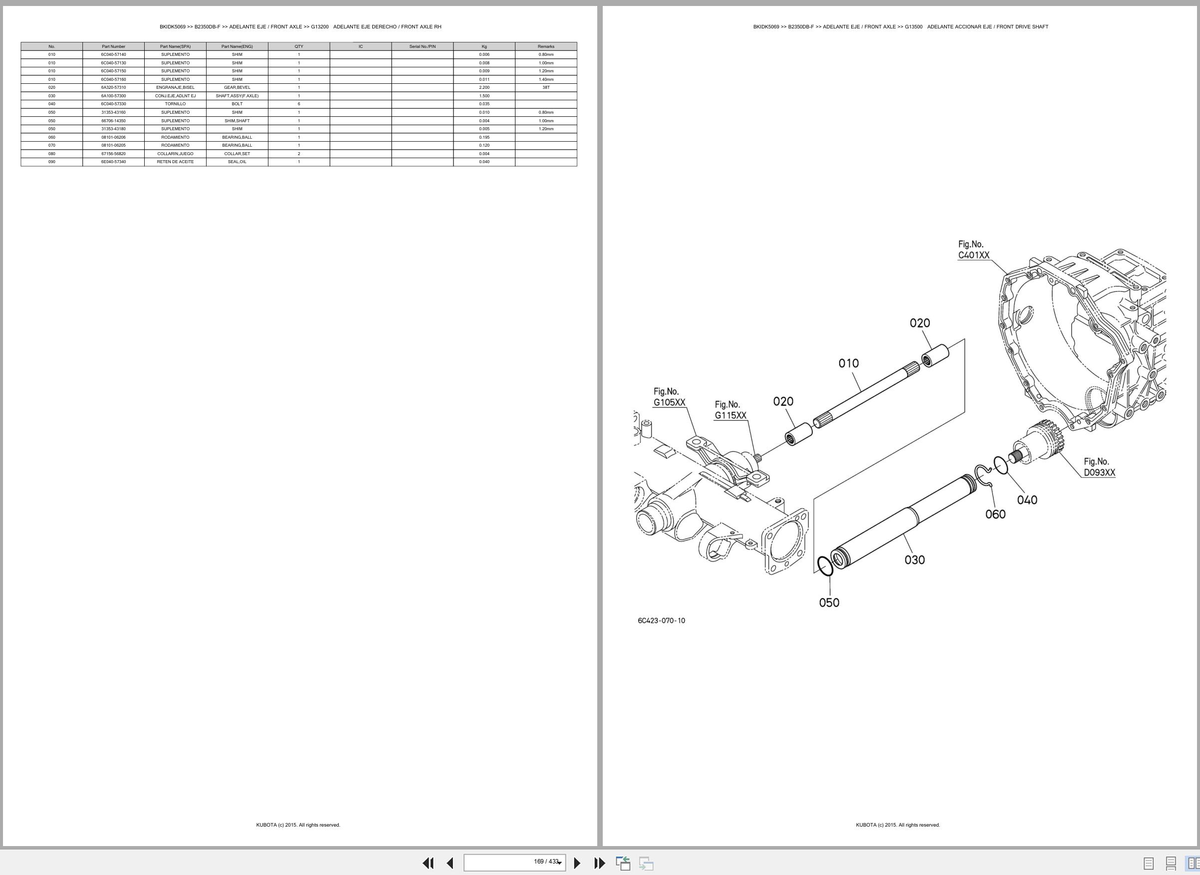 Kubota Tractor B2350DB F Spare Parts Catalog EN ES (2)