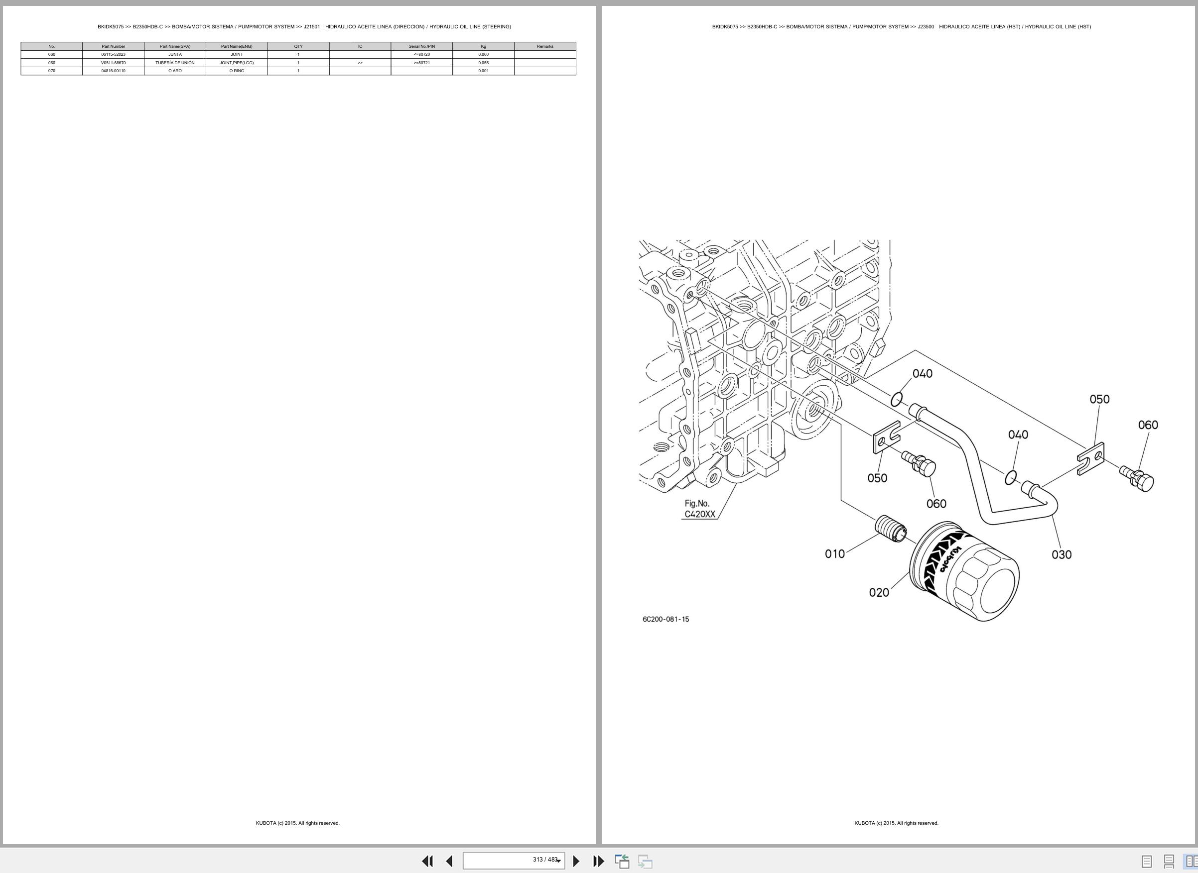 Kubota Tractor B2350HDB C Spare Parts Catalog EN ES (3)
