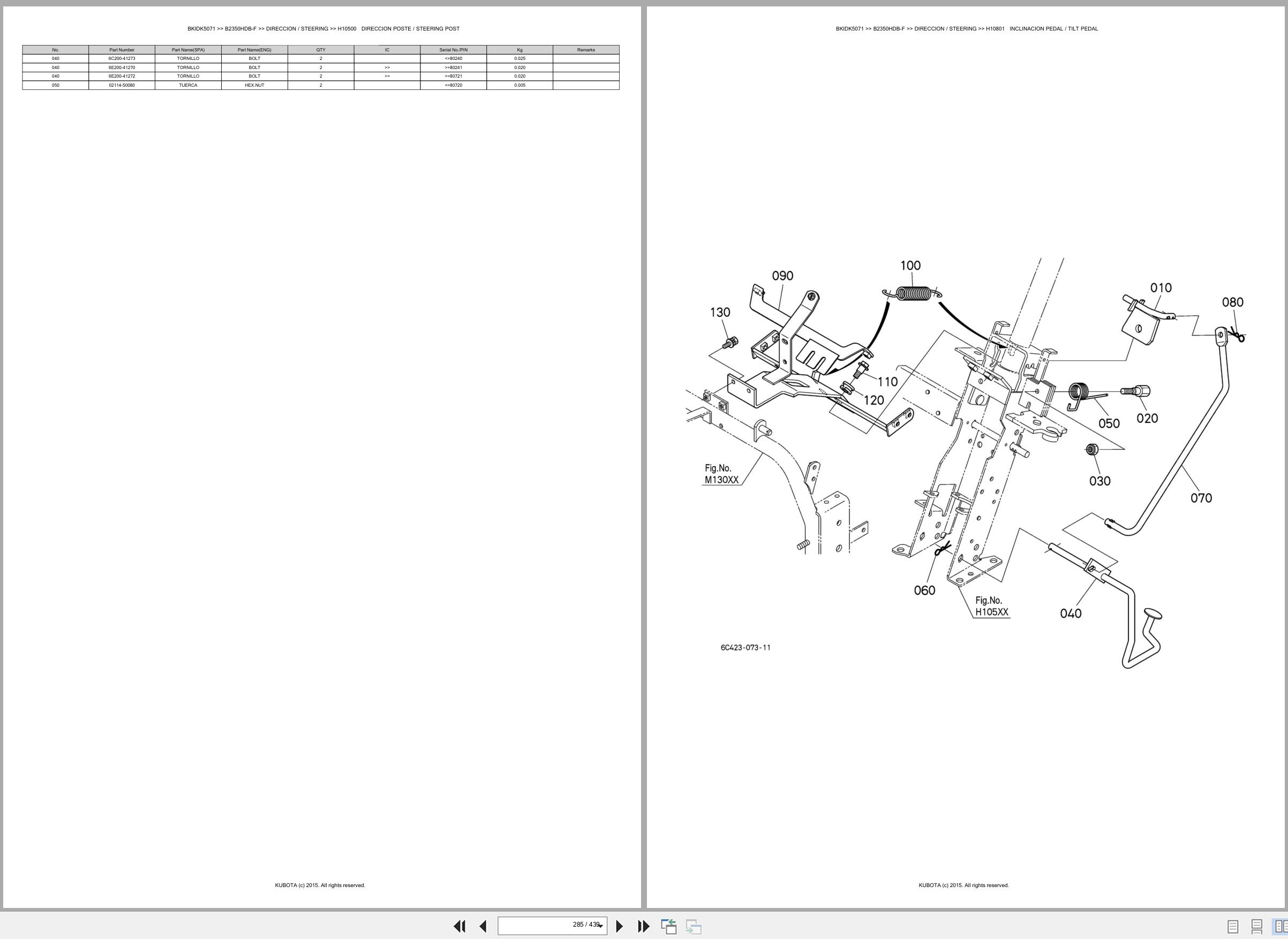 Kubota Tractor B2350HDB F Spare Parts Catalog EN ES (3)