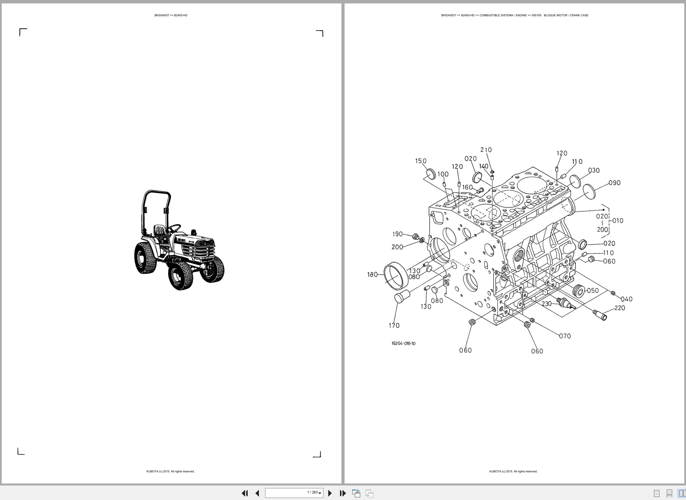 Kubota Tractor B2400 HD Spare Parts Catalog EN ES (1)