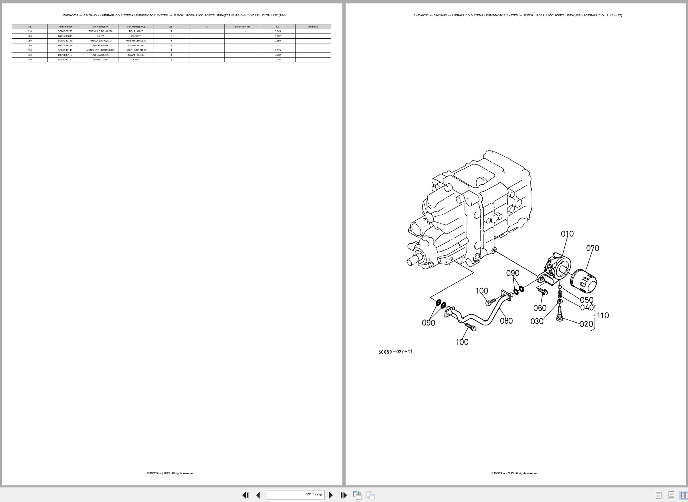 Kubota Tractor B2400 HD Spare Parts Catalog EN ES (3)