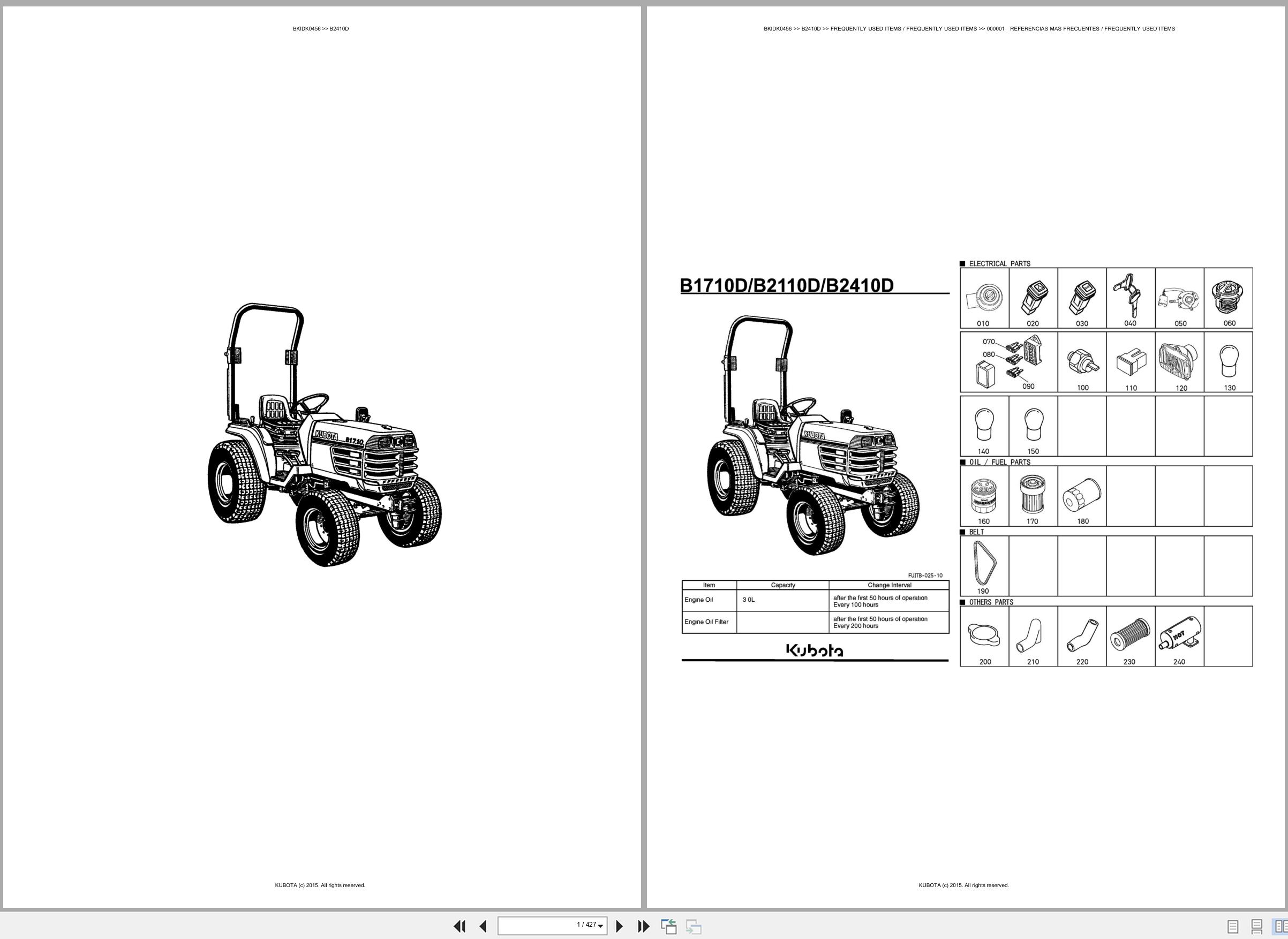 Kubota Tractor B2410D Spare Parts Catalog EN ES (1)