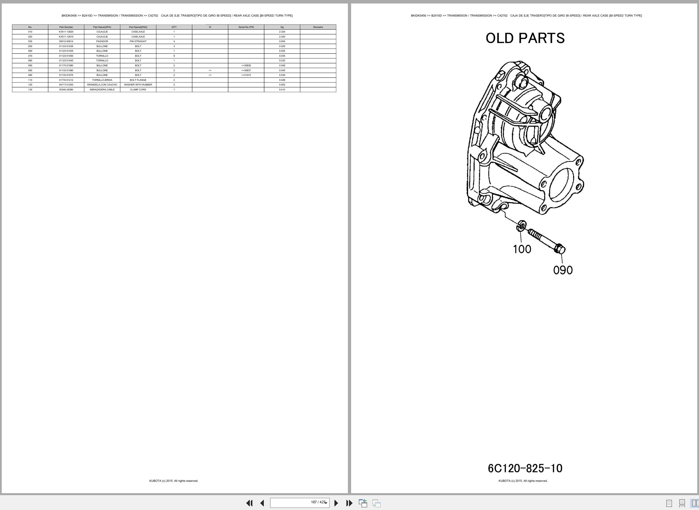 Kubota Tractor B2410D Spare Parts Catalog EN ES (2)