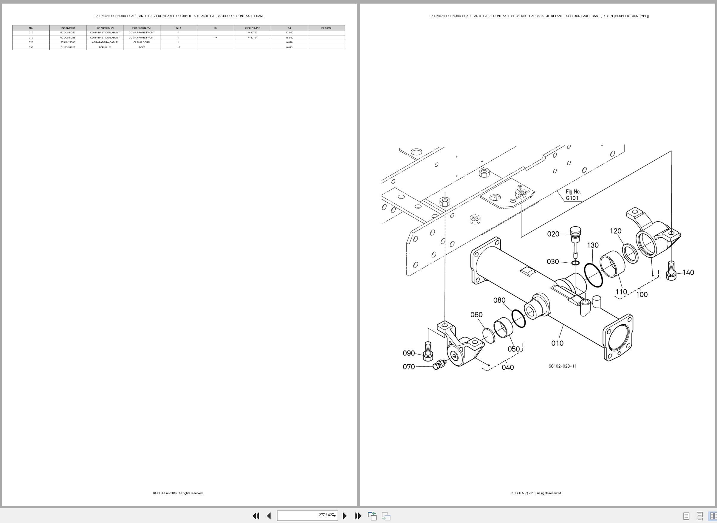 Kubota Tractor B2410D Spare Parts Catalog EN ES (3)