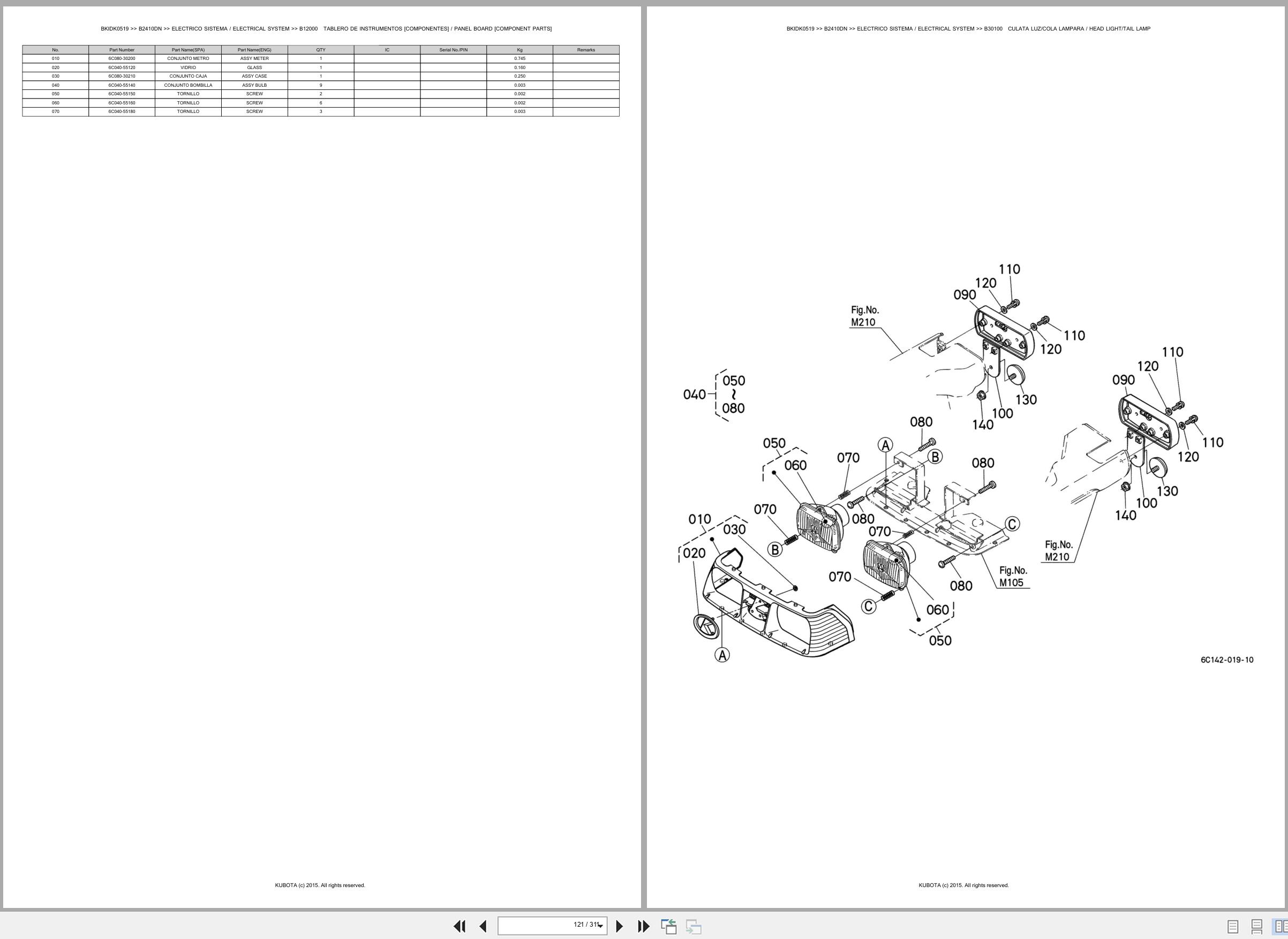 Kubota Tractor B2410DN Spare Parts Catalog EN ES (2)